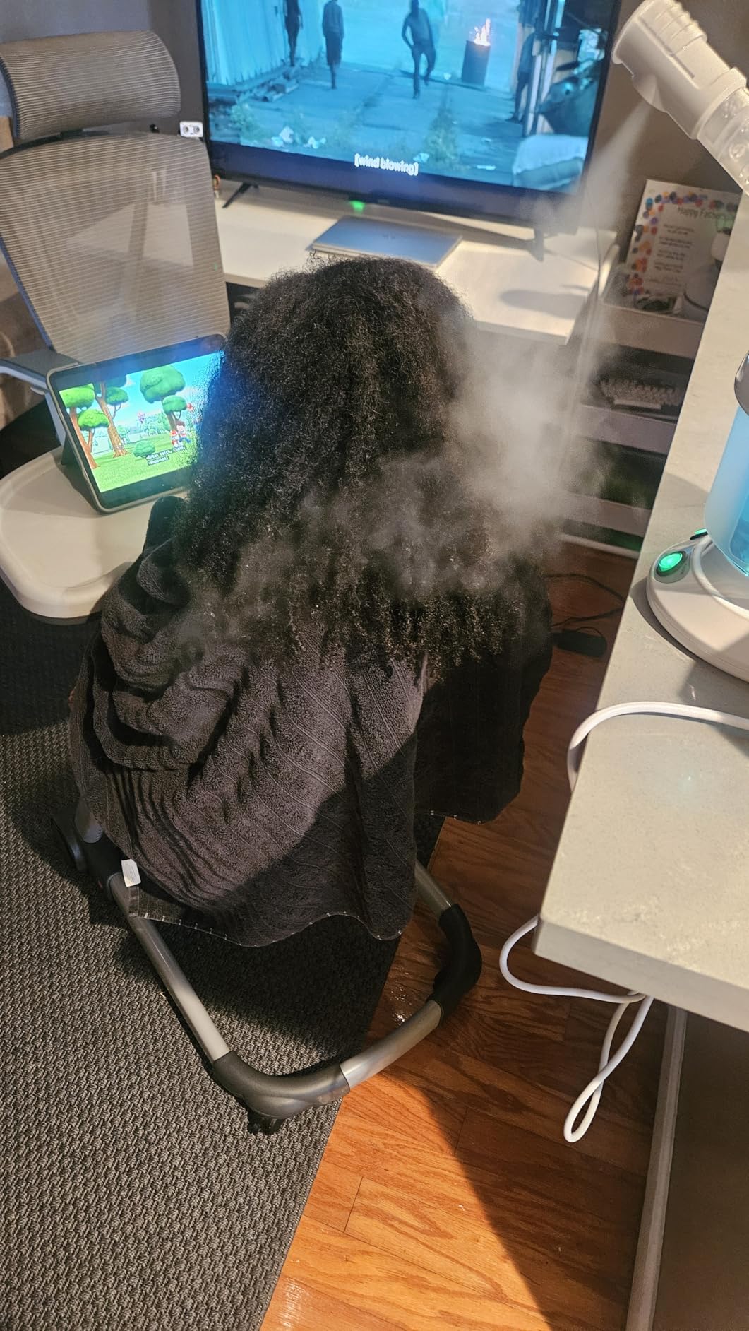 Facial Steamer - Ozone Steamer with 360° Rotatable Arm - 40 Min Steam Time - Humidifier - Unclogs Pores - Blackheads - Portable Facial Steamer for Personal Care Use at Home or Salon, White customer photo 1