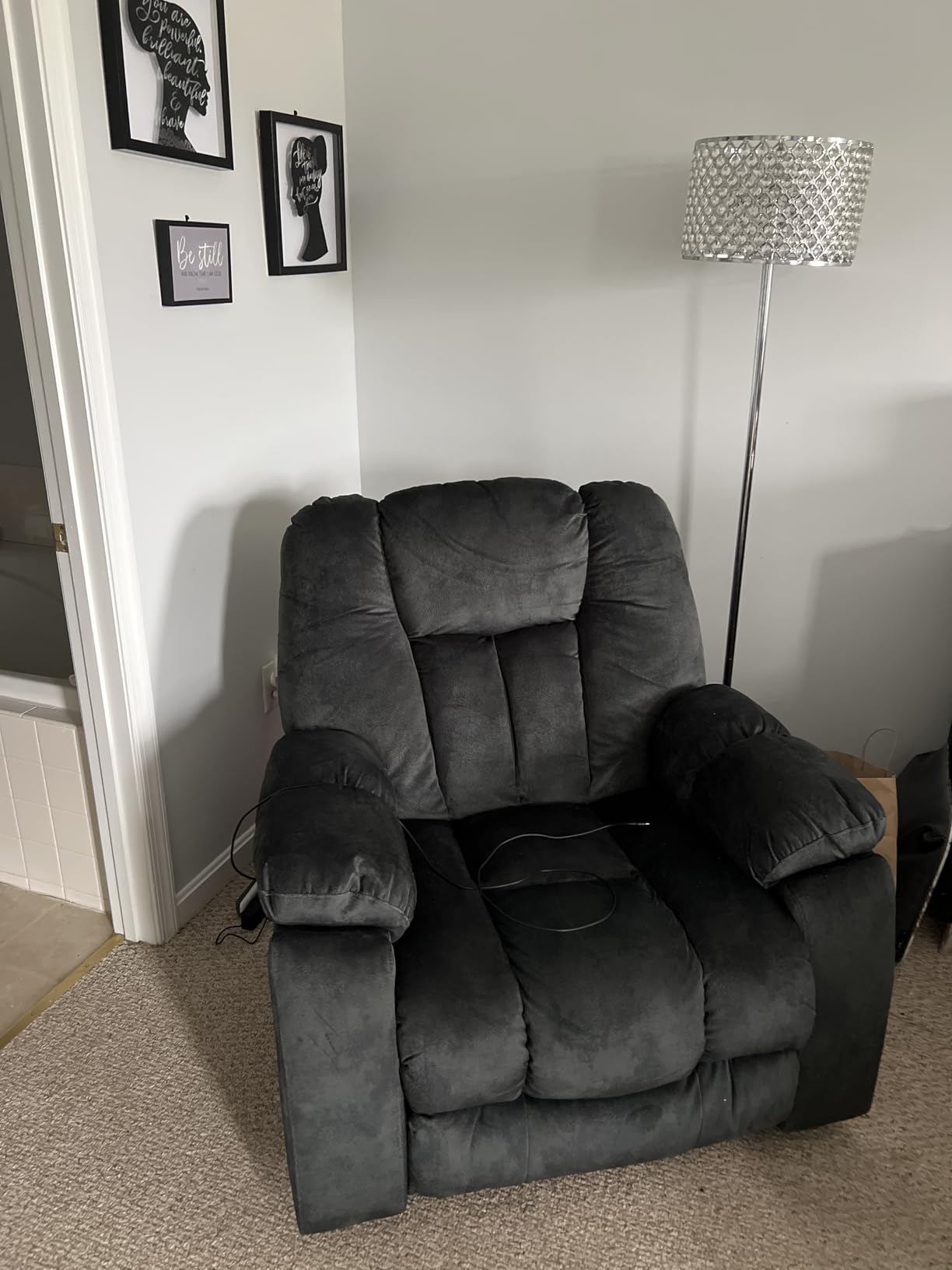 CANMOV Large Power Lift Recliner Chair with Massage, Heat, and USB for Elderly, Overstuffed Wide Recliners, Heavy Duty and Safety Motion Reclining Mechanism, Gray customer photo 1