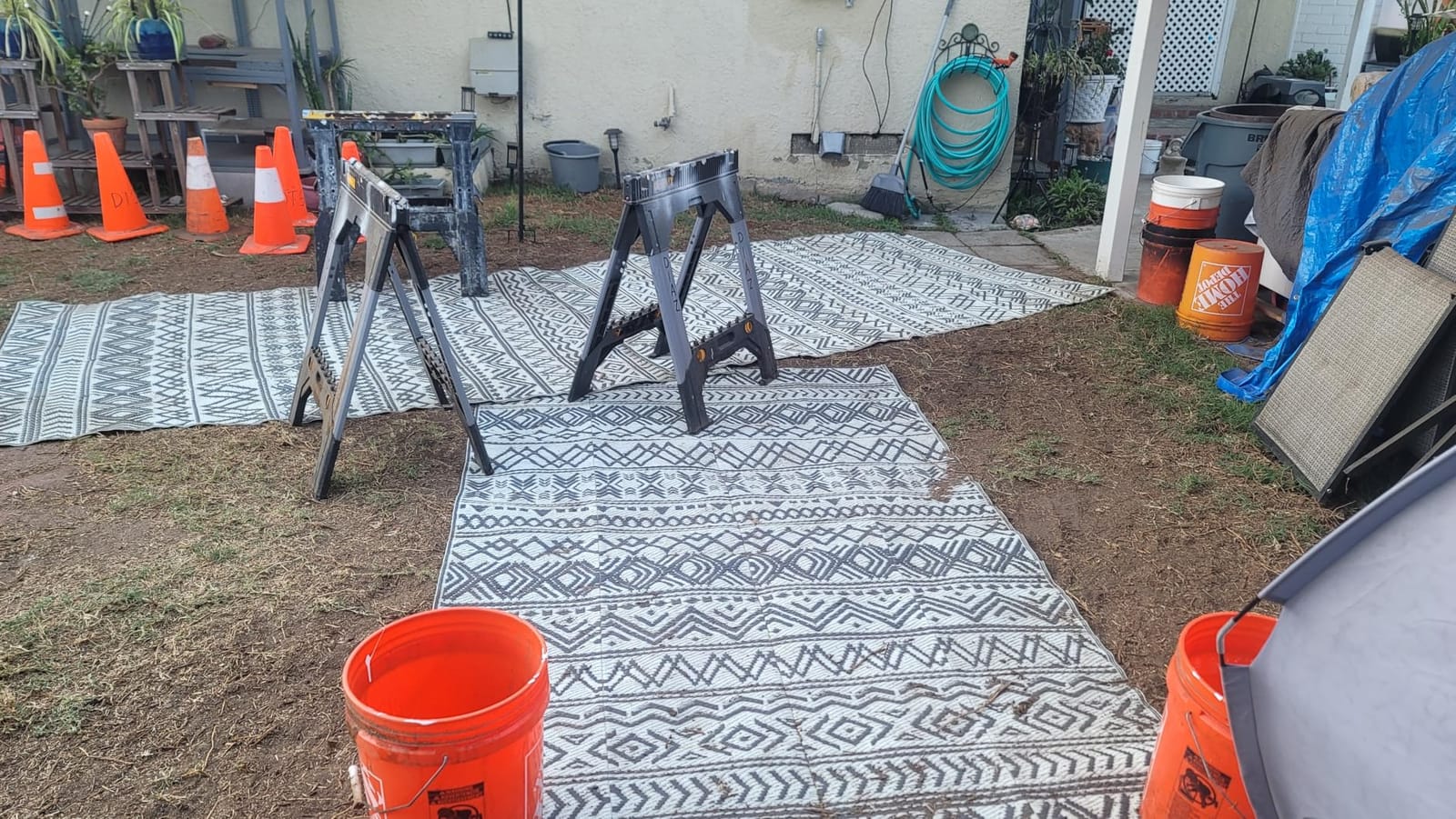 MontVoo Outdoor Rug Carpet Waterproof 5x8 Reversible Plastic Straw Outdoor Rug for RV Camping Picnic Beach Balcony Boho Grey customer photo 1