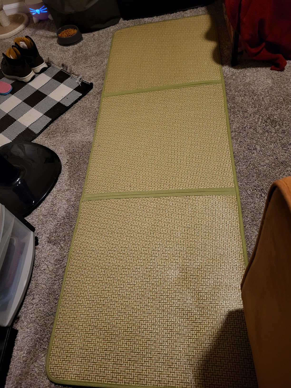 Japanese Tatami Mat Foldable Floor Mats Non-Slip Futon Mattress Sleeping Mat Summer Yoga Mat Indoor Outdoor Runner Rug Area Rug for Bedroom Living Room, Green customer photo 1