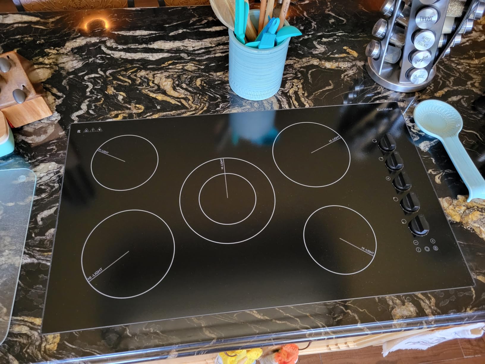 Karinear 30 Inch Electric Cooktop 4 Burners, Knob Control Ceramic Cooktop | Built-in 30