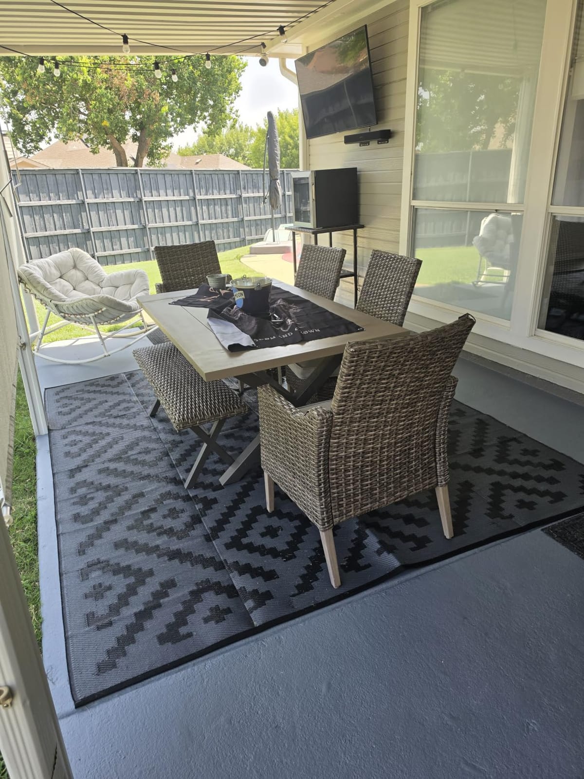 GENIMO Outdoor Rug, Waterproof Plastic Rugs for Patio, 5'x8' Black Grey | Reversible Foldable Mat for Deck, Porch, Balcony, Camping, RV customer photo 2
