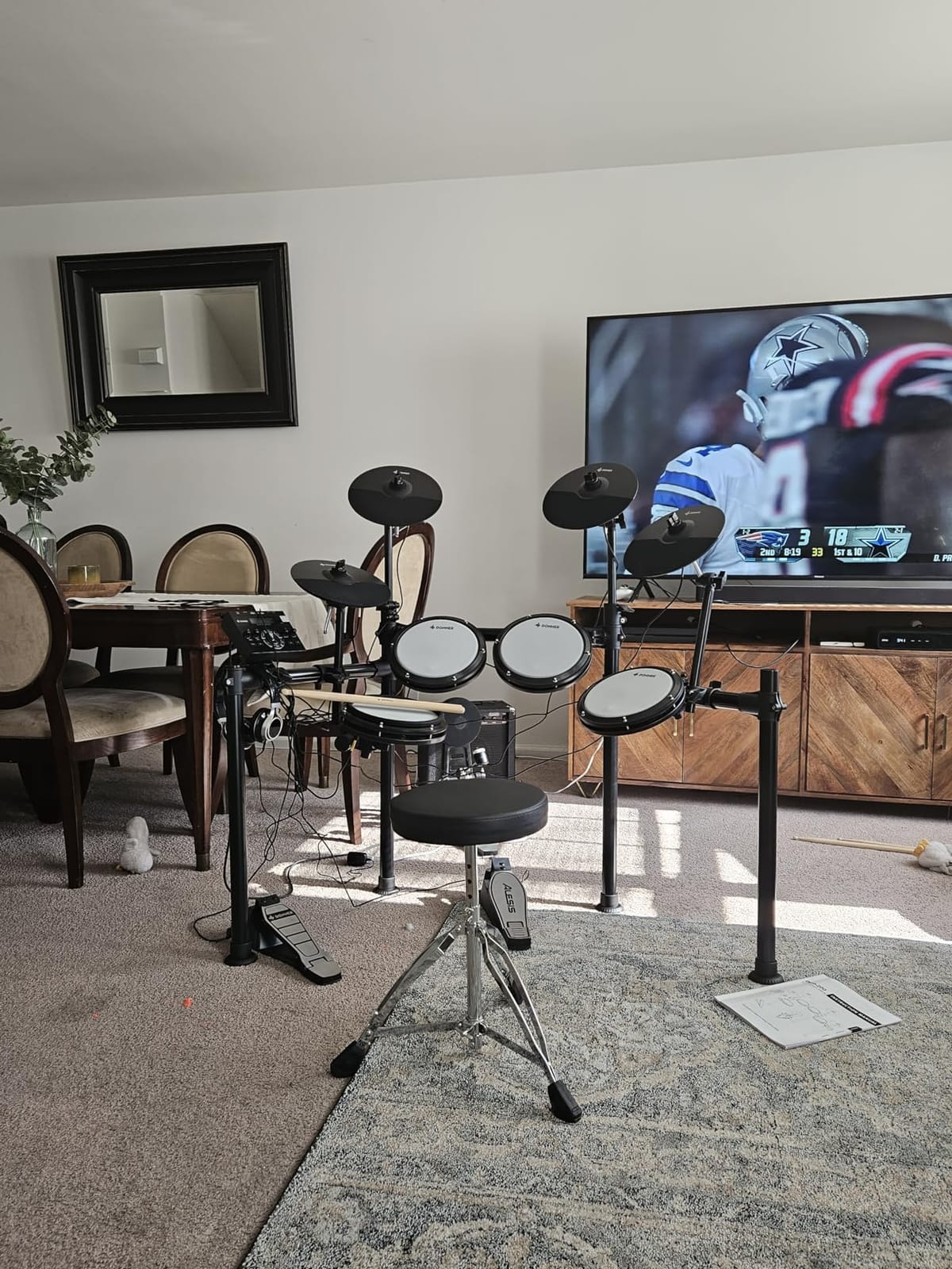 Donner DED-200X Electronic Drum Set, Electric Drum Kit with Quiet Mesh Drum Pads, 2 Cymbals w/Choke, 31 Kits and 450+ Sounds, Throne, Headphones, Sticks, USB MIDI, Melodics Lessons (5 Pads, 4 Cymbals) customer photo 1