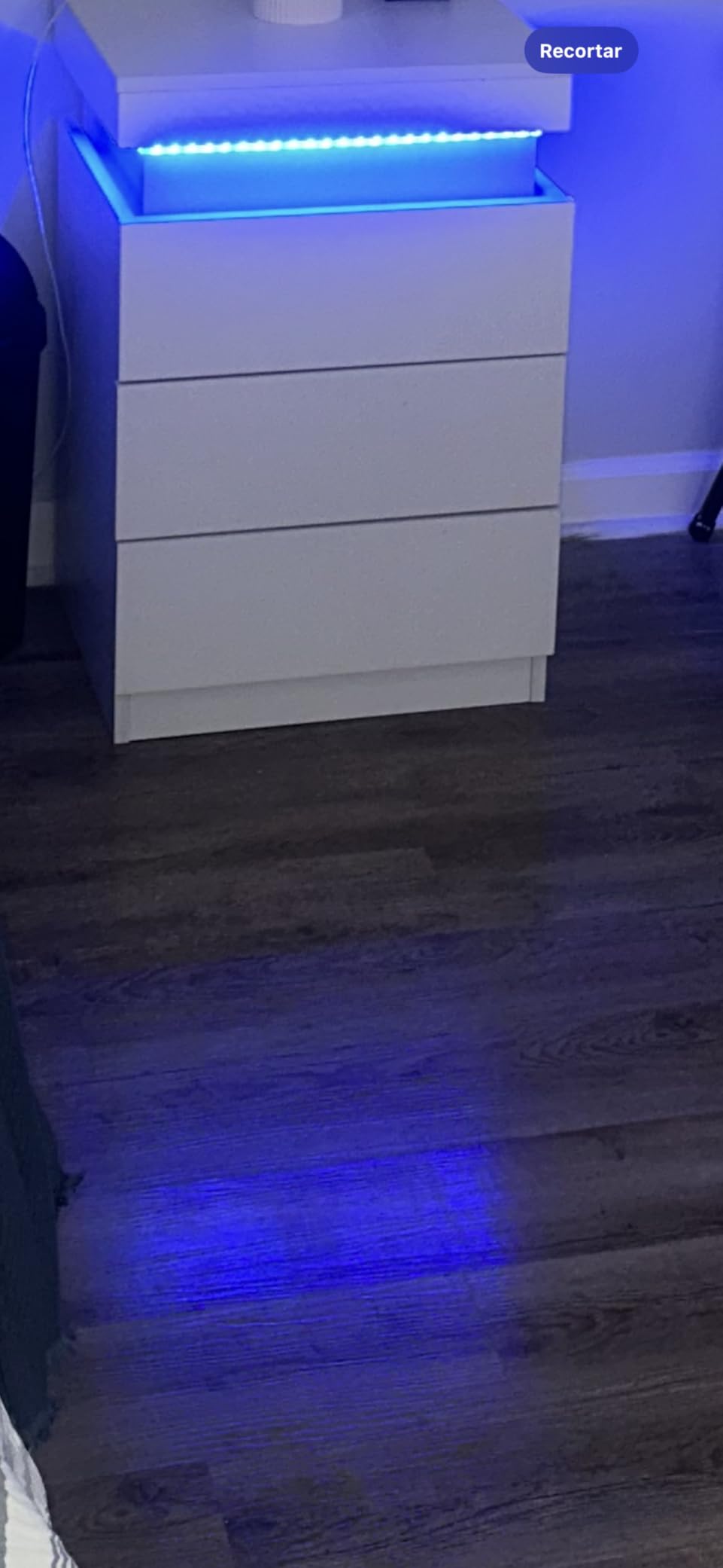 ADORNEVE Black Nightstand with Charging Station and LED Lights | Modern Night Stand with Sliding Top, Bedside Table with Drawers, Bed Side Tables Bedroom customer photo 2