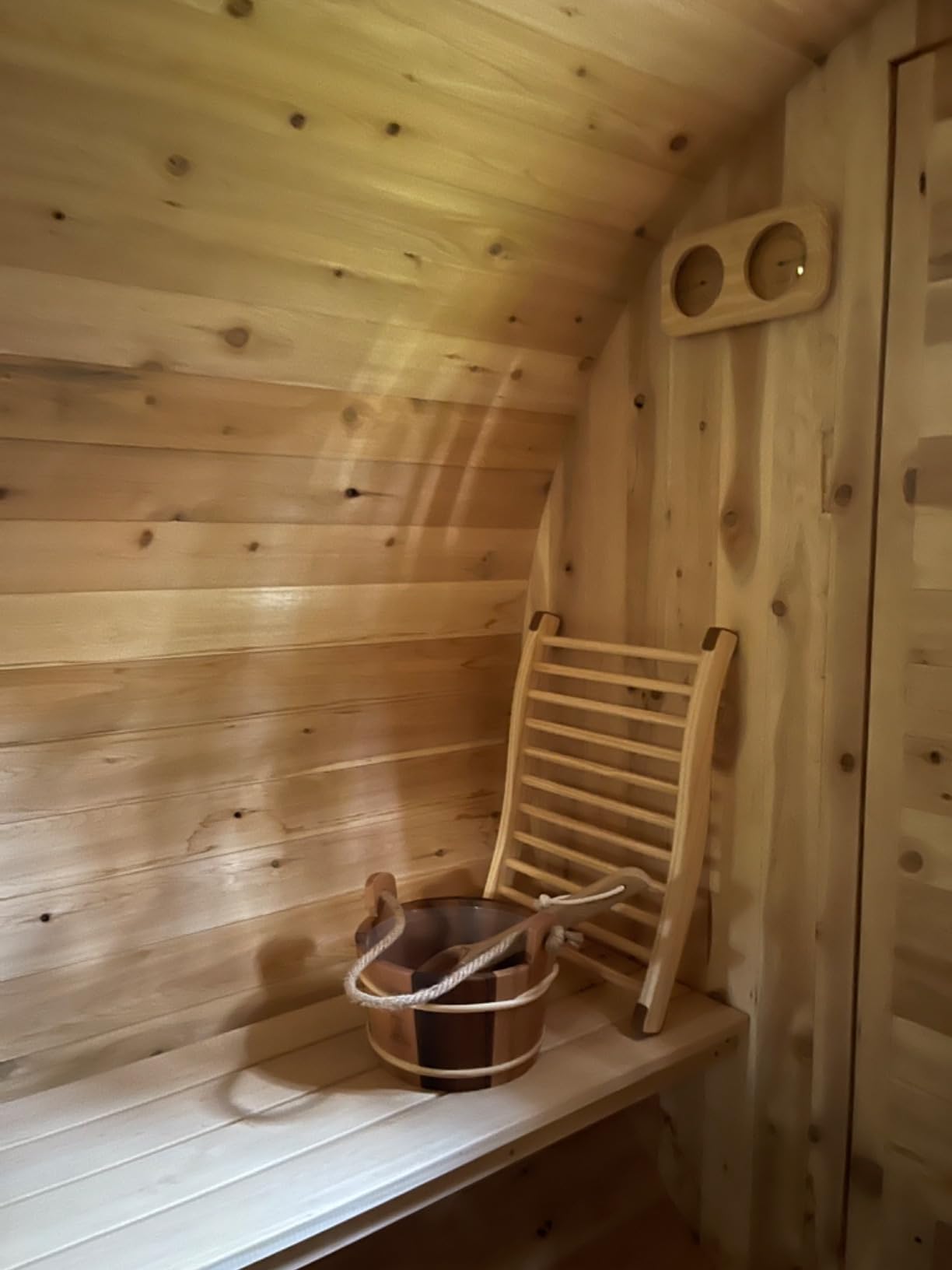 Sauna Bucket and Ladle Set - Handmade from Canadian Red Cedar Wood - Natural Rope Handle - 1 Gallon (4 Liters) Water Capacity customer photo 2
