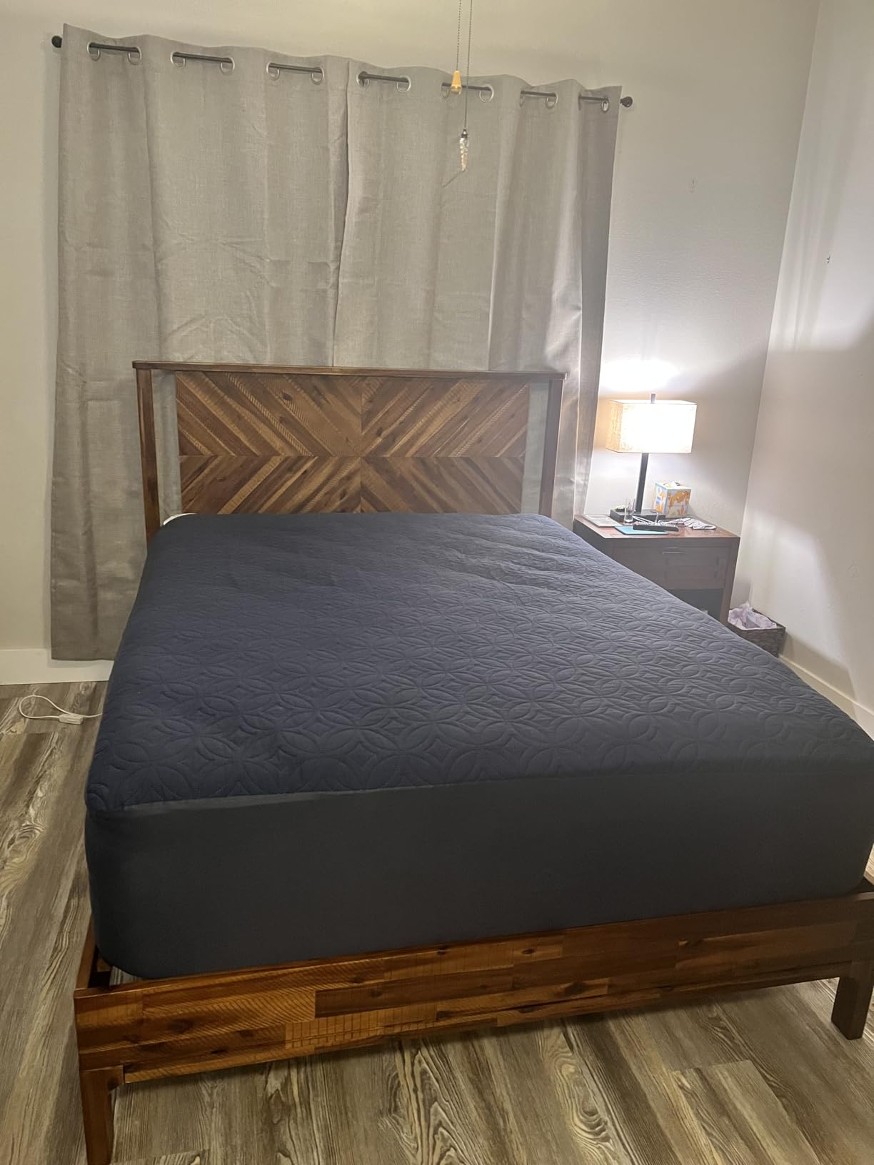 Bme Vivian 14 Inch Deluxe Bed Frame with Headboard, Rustic & Scandinavian Style with Solid Acacia Wood, No Box Spring Needed, 12 Strong Wood Slat Support, Easy Assembly, King, Rustic Golden Brown customer photo 1