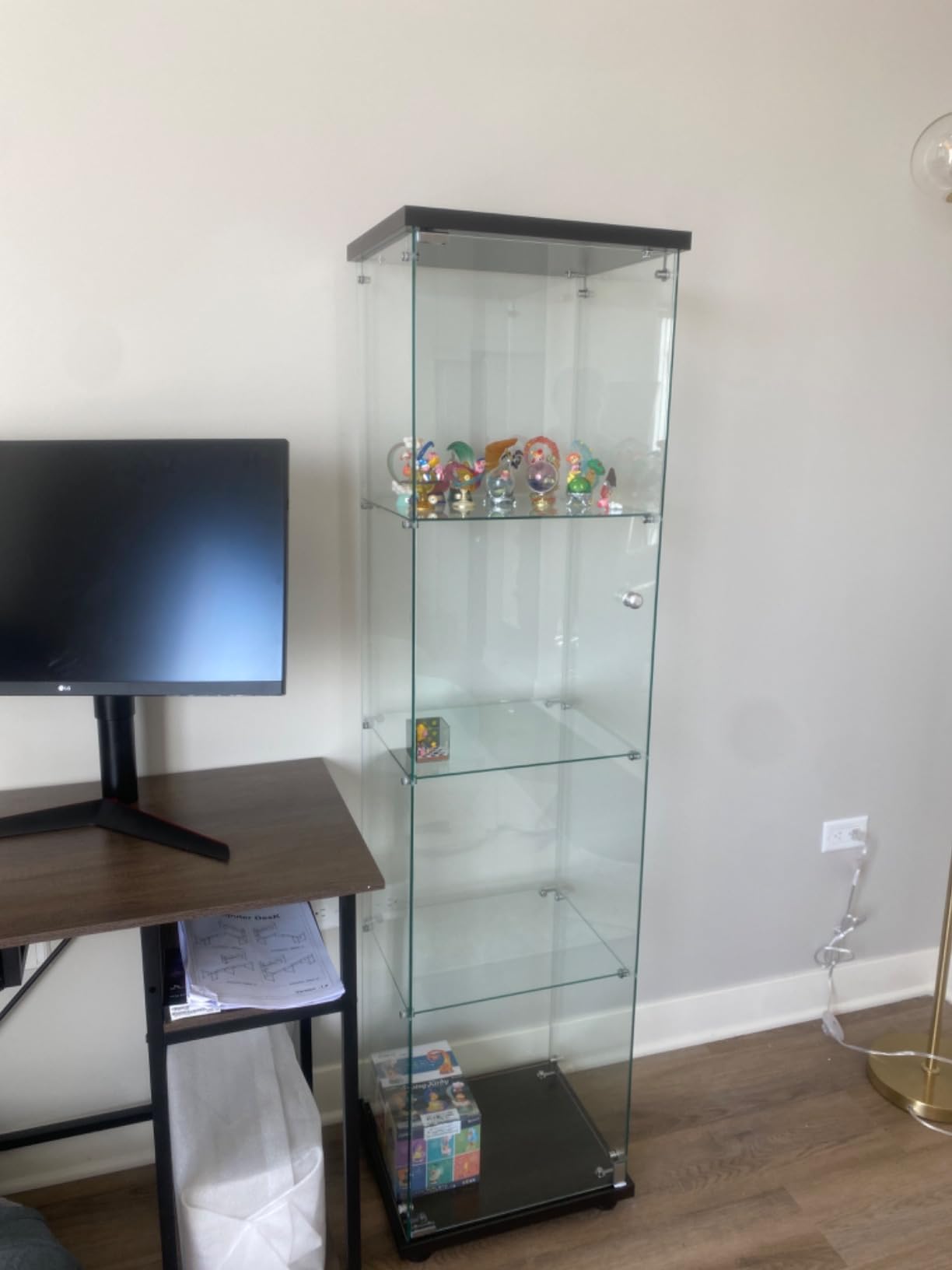 LFT HUIMEI2Y 4-Tier Glass Display Cabinet with Lock, Display Case Black customer photo 1