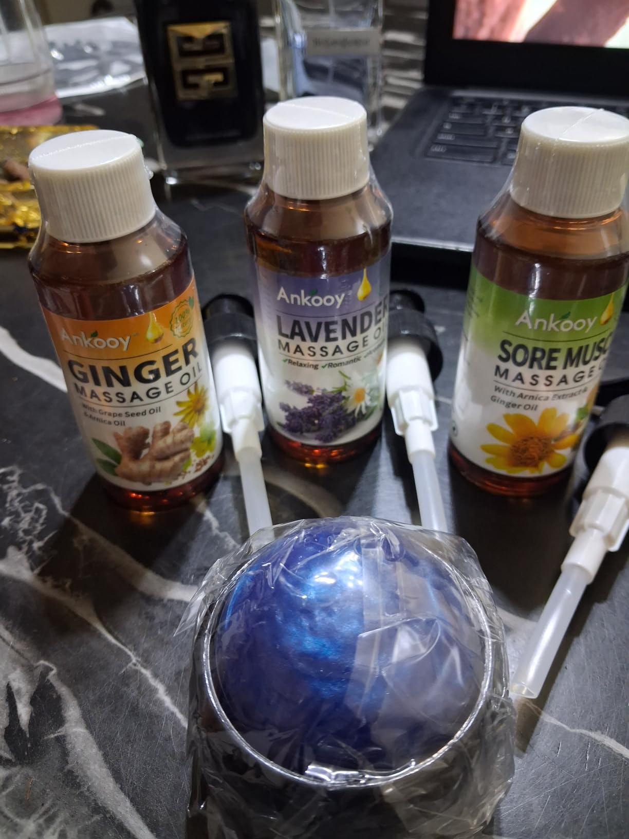 3 Pack Massage Oil for Massage Therapy, Sore Muscle Arnica Oil & Relaxing Lavender Oil & Ginger Oil Lymphatic Drainage & Massage Ball, Massage Kit Gifts for Women Men, Spa Gifts Birthday Gifts customer photo 1