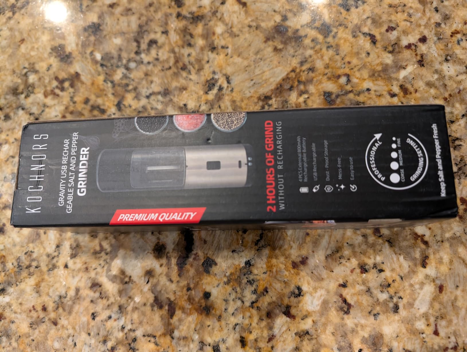 USB Rechargeable Pepper Grinder, Gravity Electric Pepper Grinder with 6 Level Adjustable Coarseness, One Handed Operated Salt and Pepper Grinder for Kitchen, Restaurant and BBQ customer photo 1