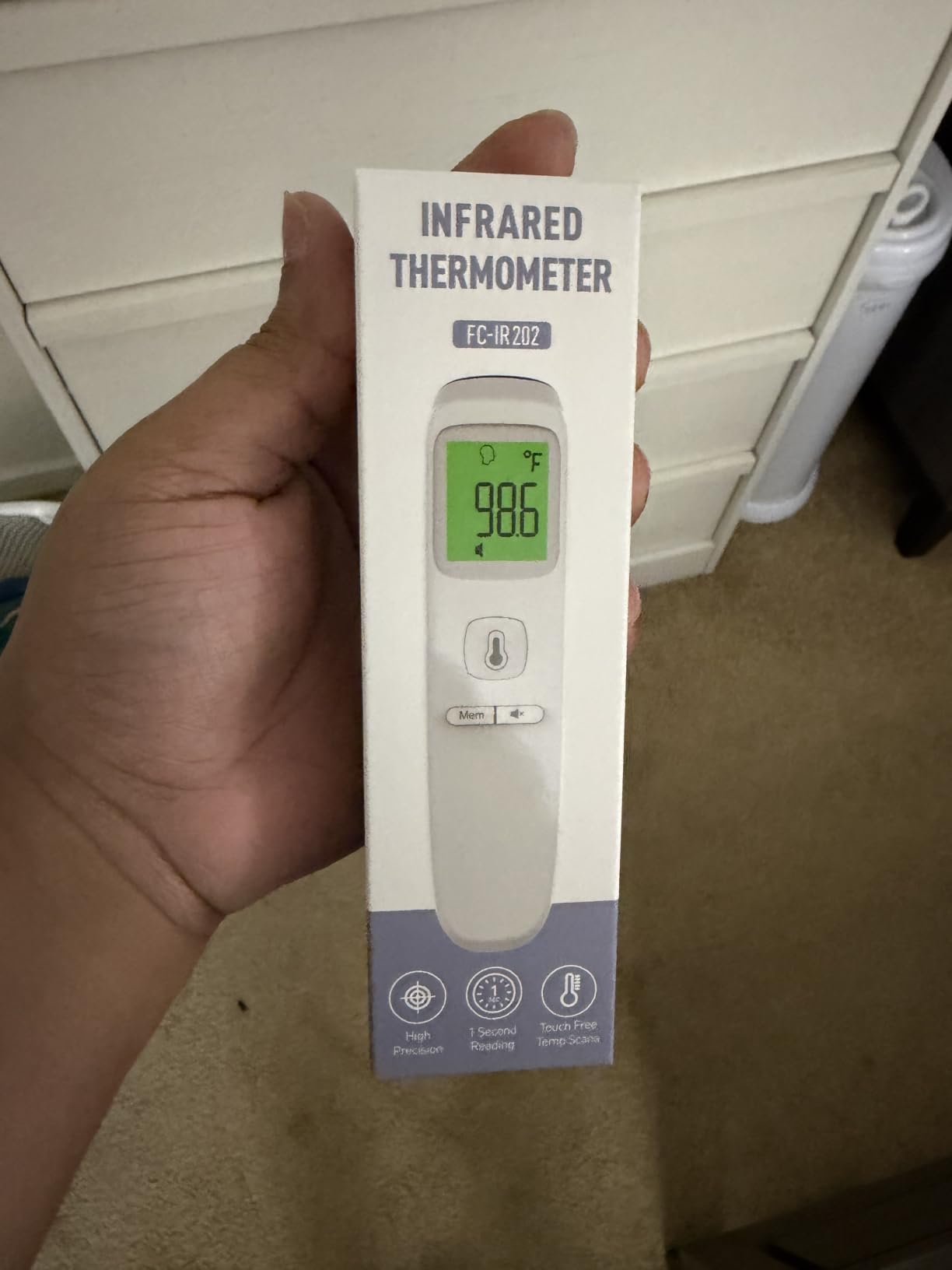 No-Touch Thermometer for Adults, Kids, Babies, 1-Sec Fast Accurate (Blue) | Fever Alarm, Large LCD with 3-Color Backlight, Silent Mode, 35-Reading Memory, Forehead & Object Mode, for Home & Clinic customer photo 1