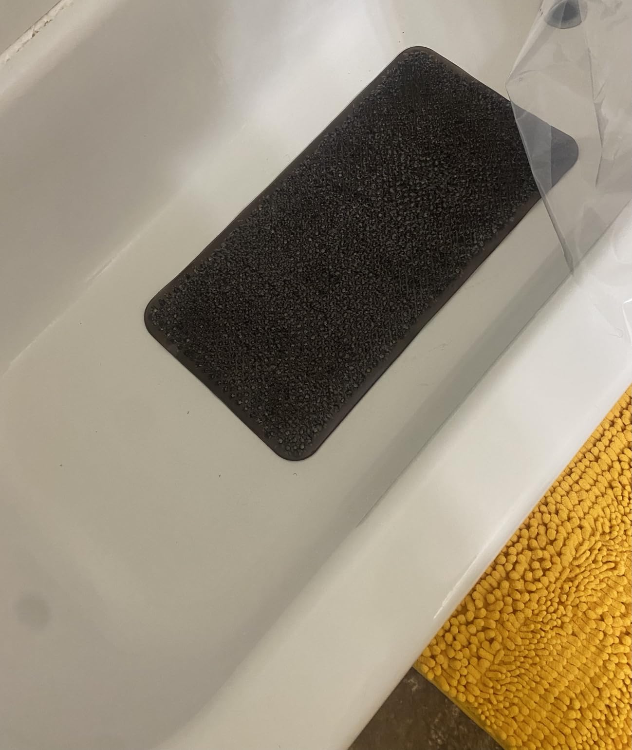 OTHWAY Non Slip Grassy Bathtub Mat: 25.6X13.4 inches Sturdy But Soft Bath Mat, Quick Drain Shower Floor Mat with Soft Bristles for Scrubbing Feet (Dark Grey) customer photo 1