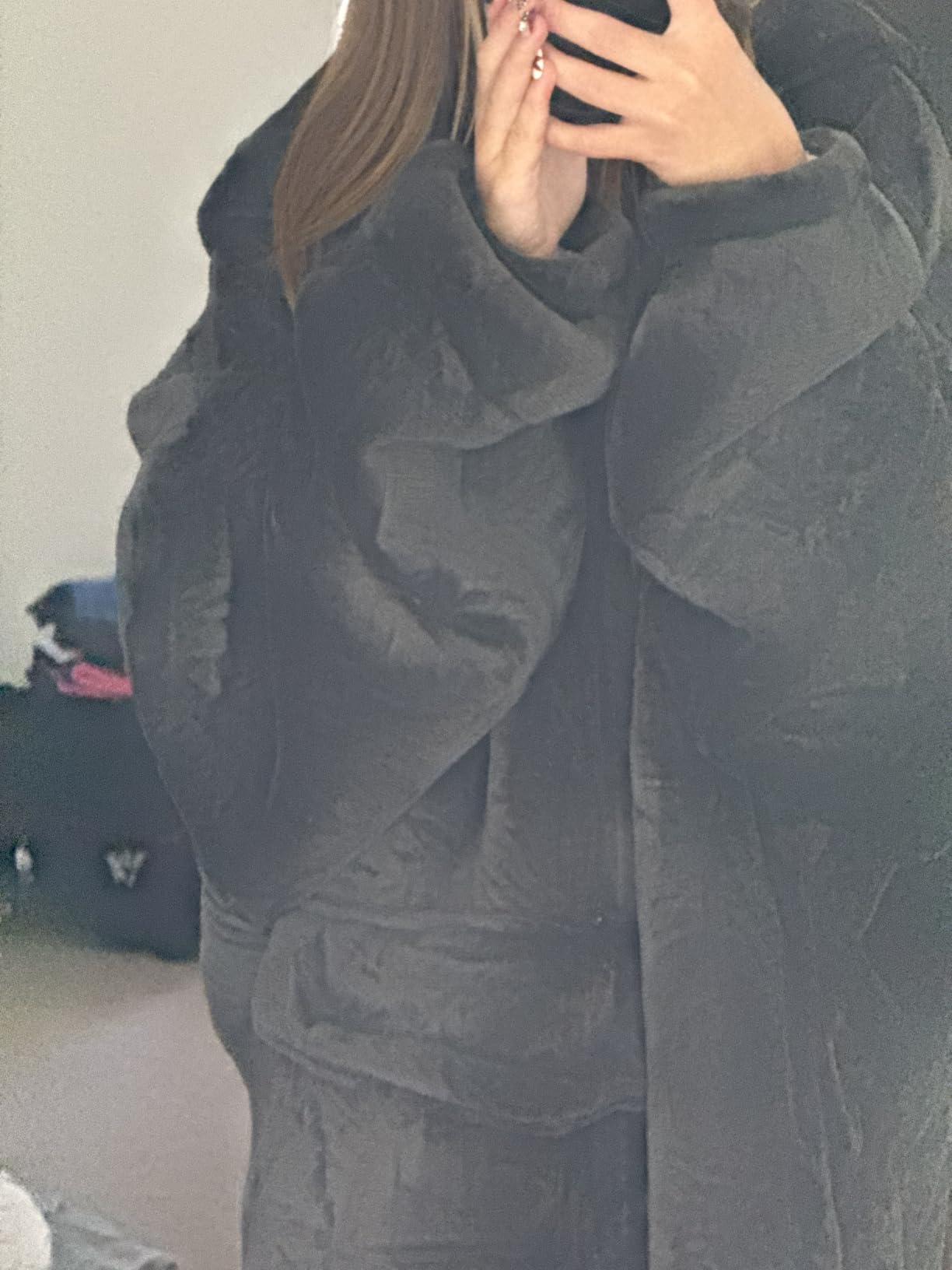 Fiosnow Grey Blanket Hoodies for Women and Men Adult Oversize Wearable Blanket Hoodies for Soft and Warm customer photo 1
