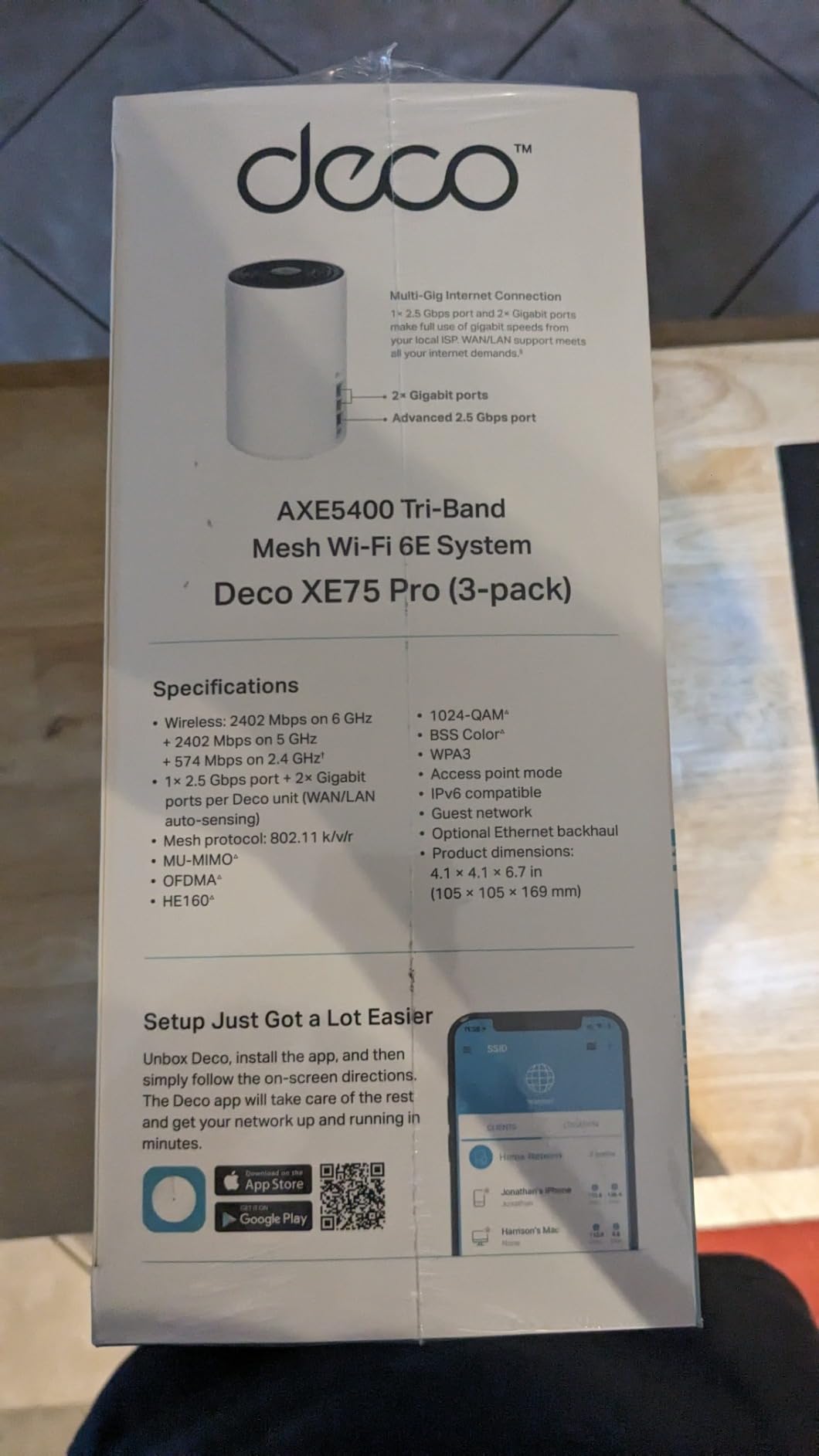 TP-Link Deco XE75 Pro AXE5400 Tri-Band WiFi 6E Mesh System (3-Pack) | One 2.5 Gbps WAN/LAN Port, two 1 Gbps LAN Ports, Covers up to 7,200 Sq. Ft., AI-Driven Mesh, 6 GHz Band customer photo 2