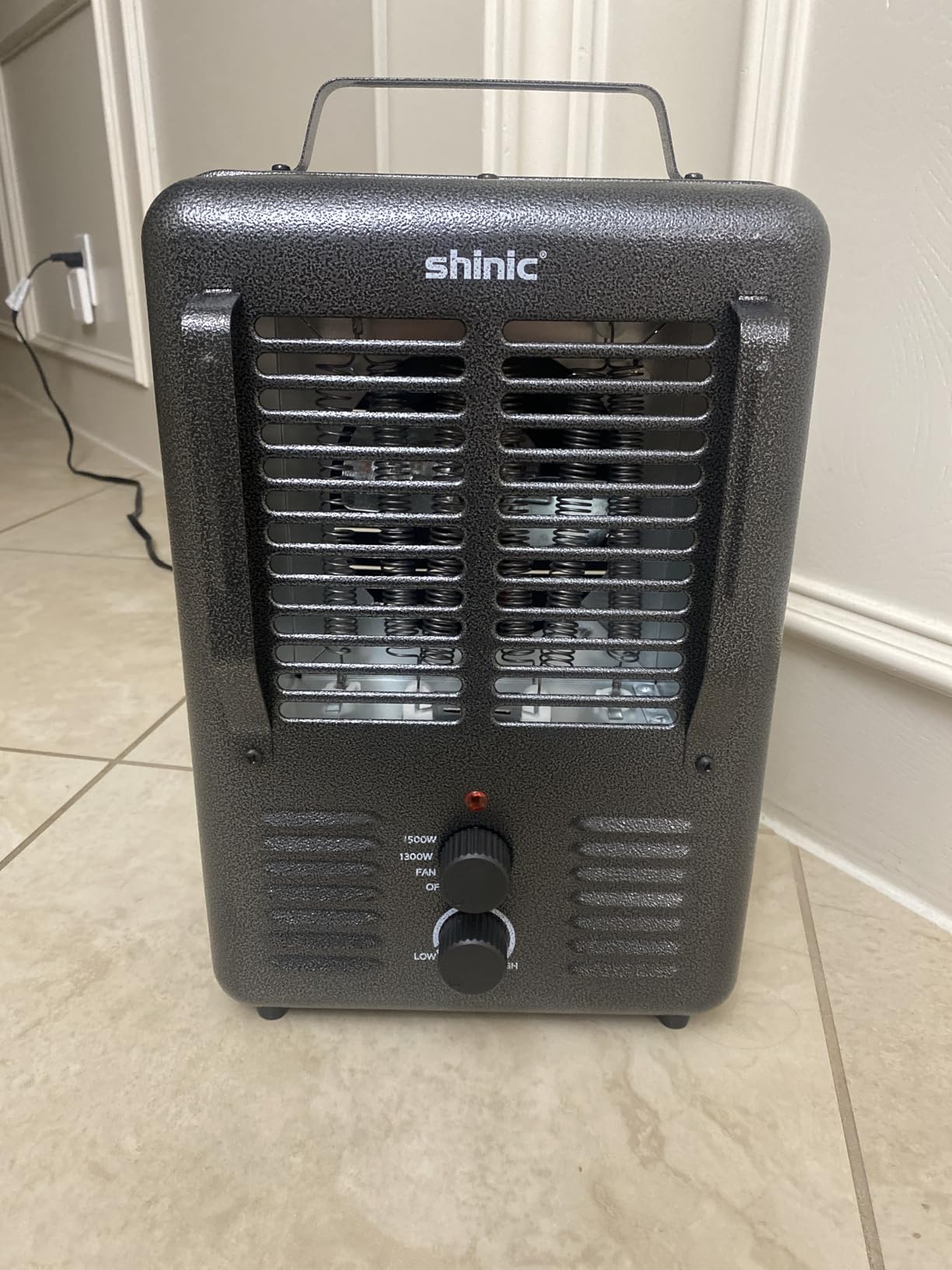 Shinic Space Heater, 1500W Milkhouse Heater with Thermostat, Stay Cool Durable Metal Housing, Overheat protection, 3-Prong Plug, Tip-Over Auto Shut Off, Utility Heater for Garage, Bedroom, Greenhouse customer photo 2