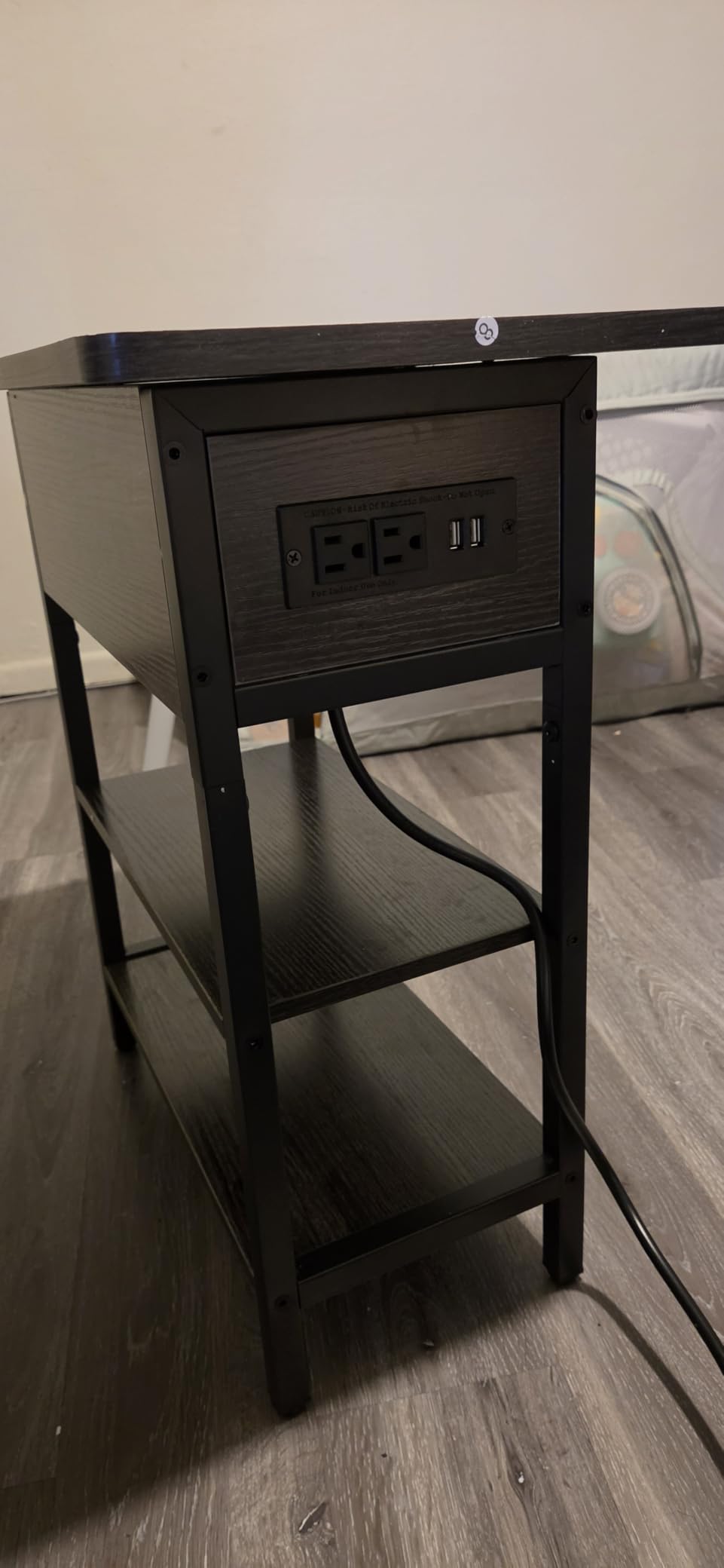 Yoobure End Table with Charging Station, Flip Top Side Table with USB Ports and Outlets, Sofa Couch Table Bedside Table for Living Room Bedroom, Narrow Nightstand with Storage Shelves for Small Space customer photo 1