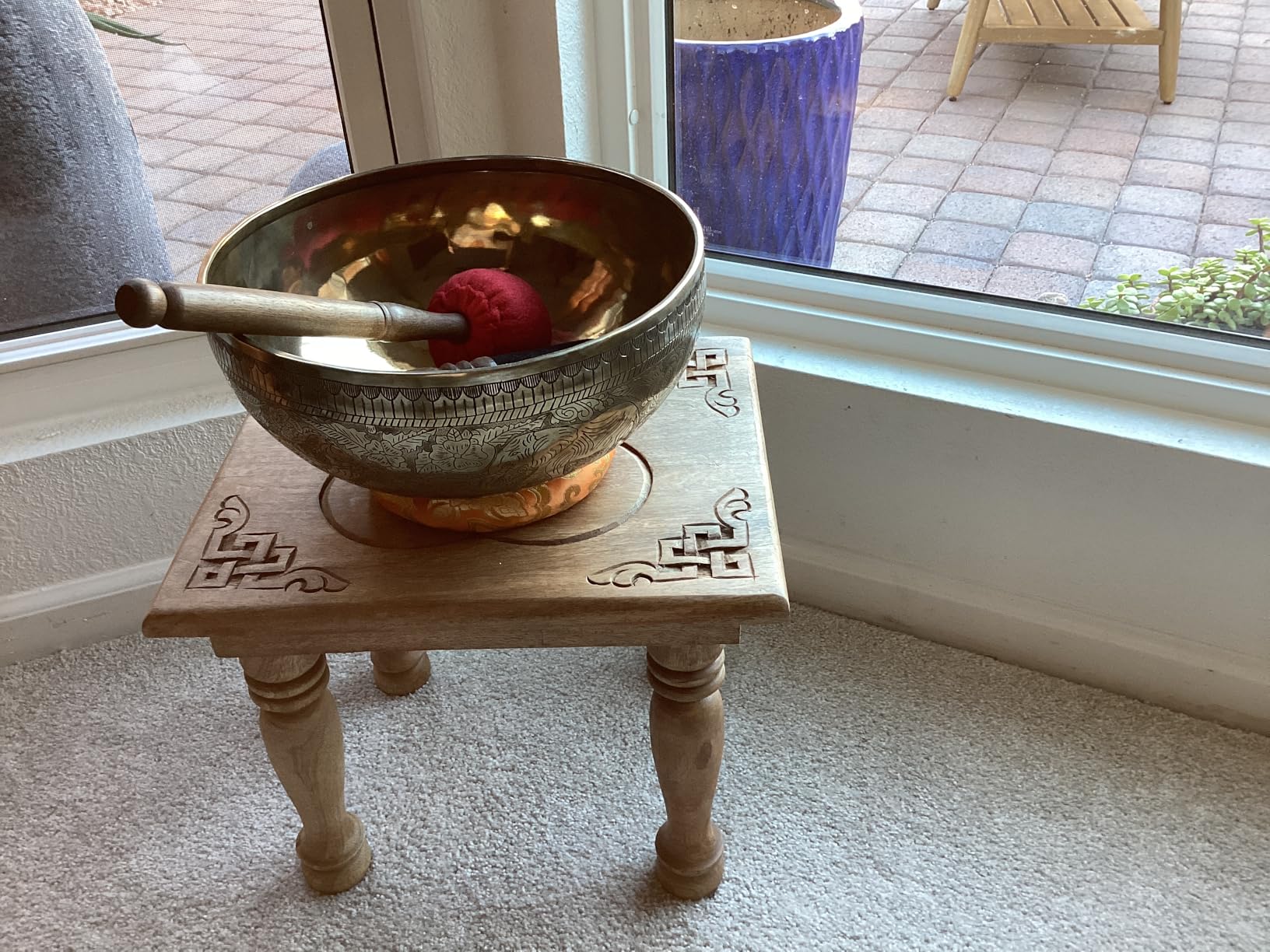 Tribe Azure Fair Trade Small Altar Table, Meditation Altar, Puja, Wood Wiccan Buddhist Table, Tea Japanese, Small Low Side Dragon (Eternal Circle of Life) customer photo 2