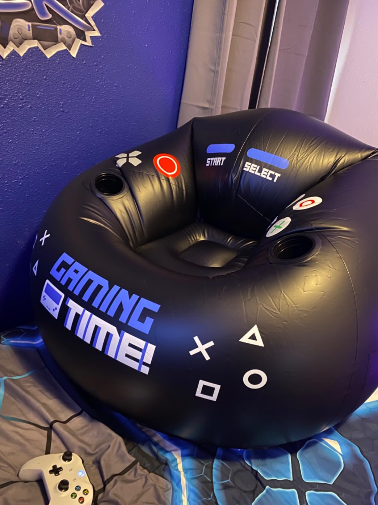 Inflatable Gaming Chair for Kids & Teens with Cup Holders and Side Pocket - Air Gaming Bean Bag Chair, Perfect Gaming Stuff for Boys 4-12 customer photo 2