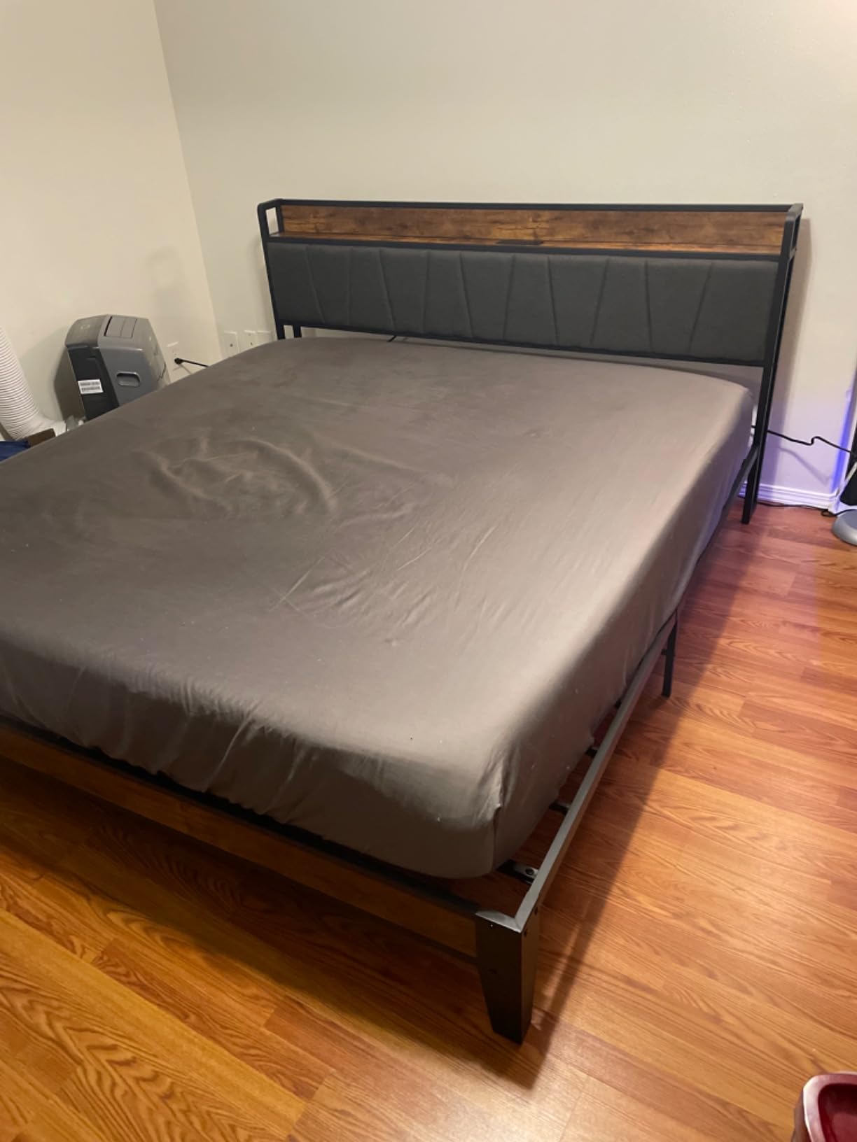 LIKIMIO King Size Bed Frame, Storage Headboard with Charging Station, Solid and Stable, Noise Free, No Box Spring Needed, Easy Assembly customer photo 1