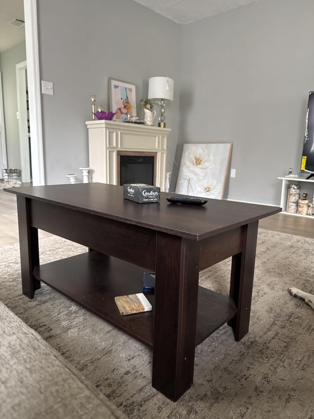WLIVE Lift Top Coffee Table for Living Room/Dining/Office, Brown | Modern Farmhouse Wooden Coffee Table; 38.6