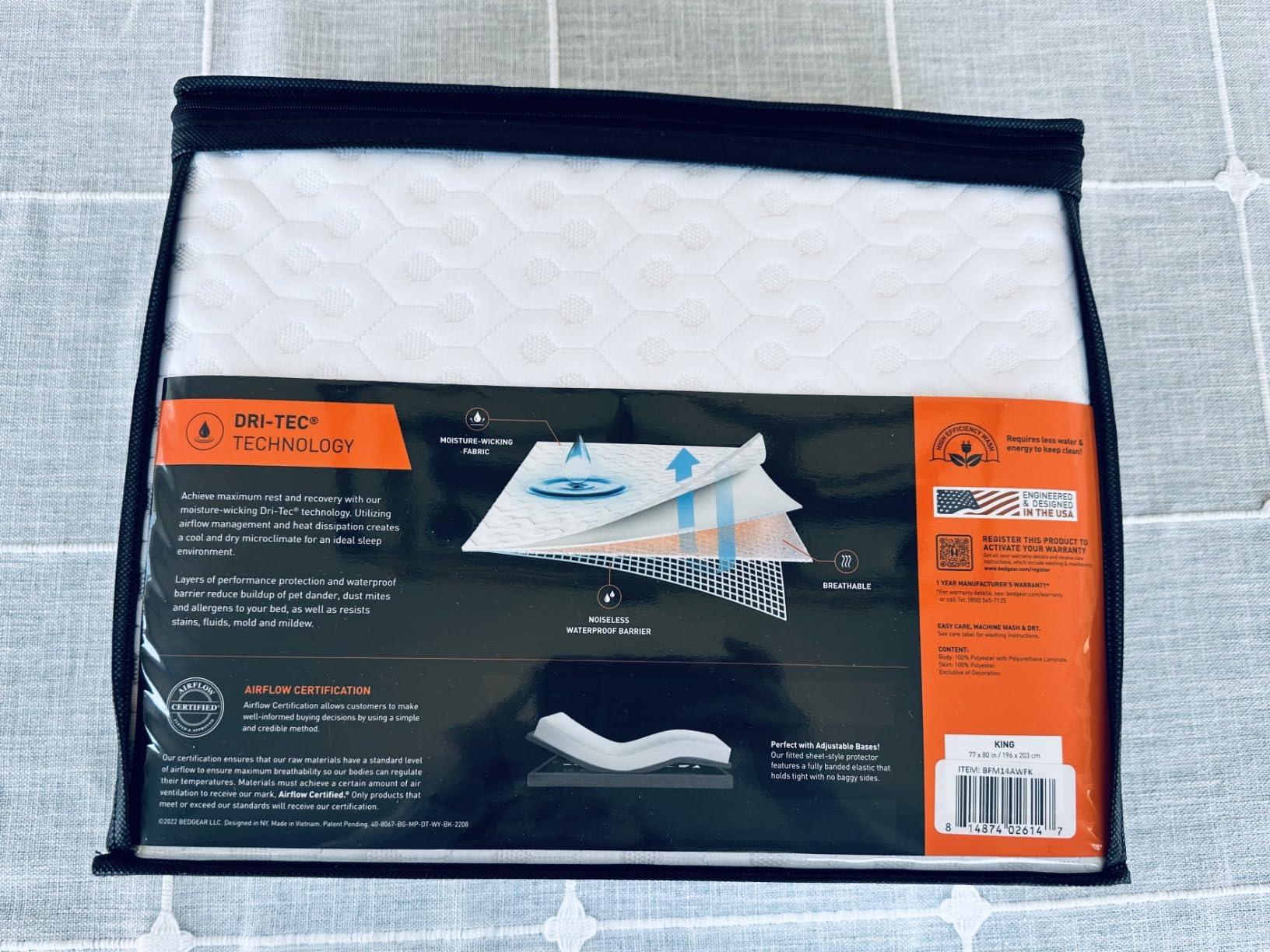Bedgear Dri-Tec Waterproof Mattress Protector- Cooling Moisture-Wicking Mattress Cover | Breathable Noiseless Mattress Pad with Deep Pocket Fit up to 18