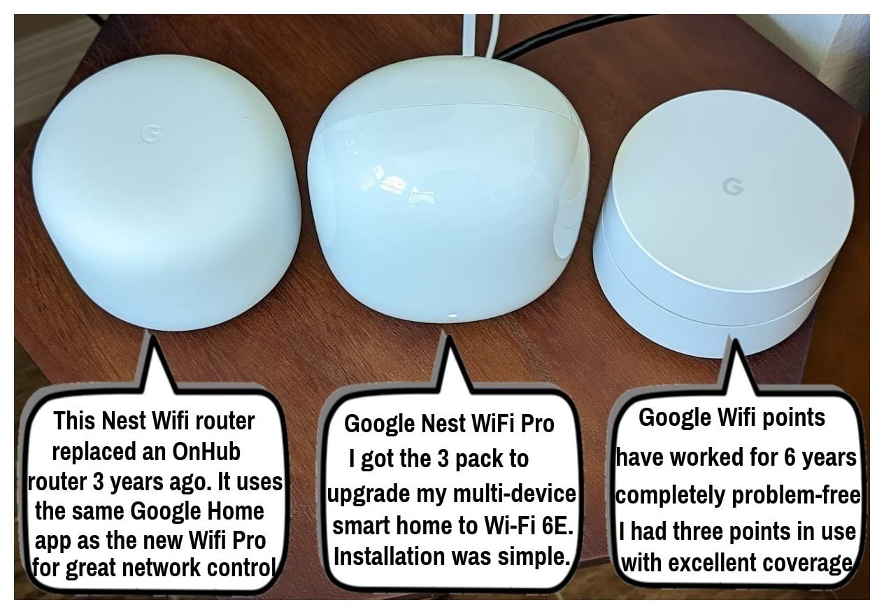 Nest WiFi Pro - 6E - Reliable Home Wi-Fi System with Fast Speed and Whole Home Coverage - Mesh Router - 3 Pack - Snow customer photo 1
