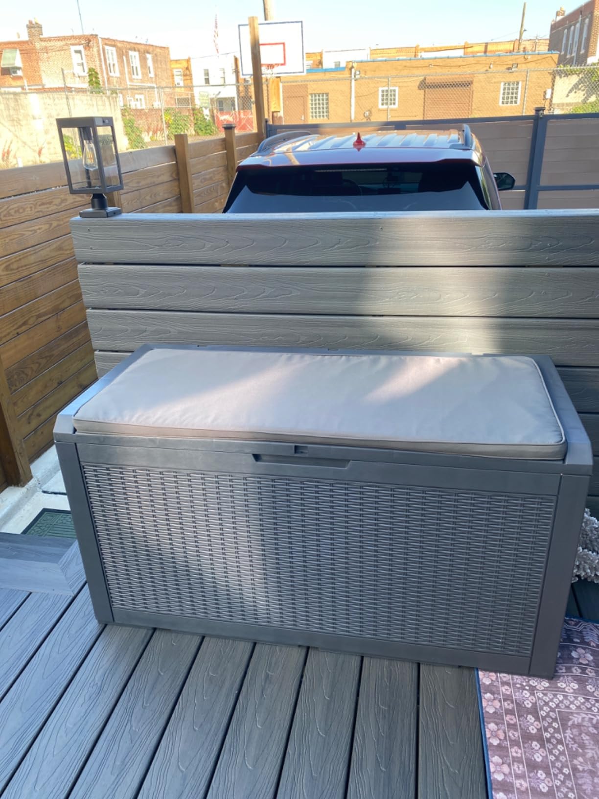 Devoko 100 Gallon Resin Waterproof Outdoor Storage Box with Cushion | Large Resin Deck Box Indoor Lockable Storage Container for Patio Furniture Garden Pool Cushions customer photo 2