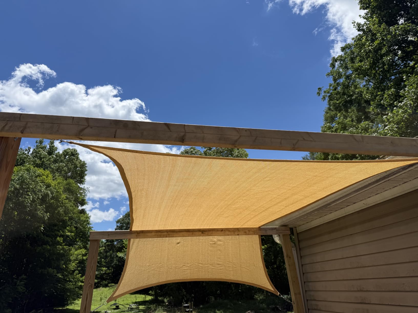 GORILLA GRIP Heavy Duty Sun Shade, UV Protection Fade Tear and Rust Resistant Rectangle Sunshade Canopy, Curved Edges Blocks Sunlight, Breathable Sail, Outdoor Patio, Lawn Garden 12x16 FT Gray customer photo 1