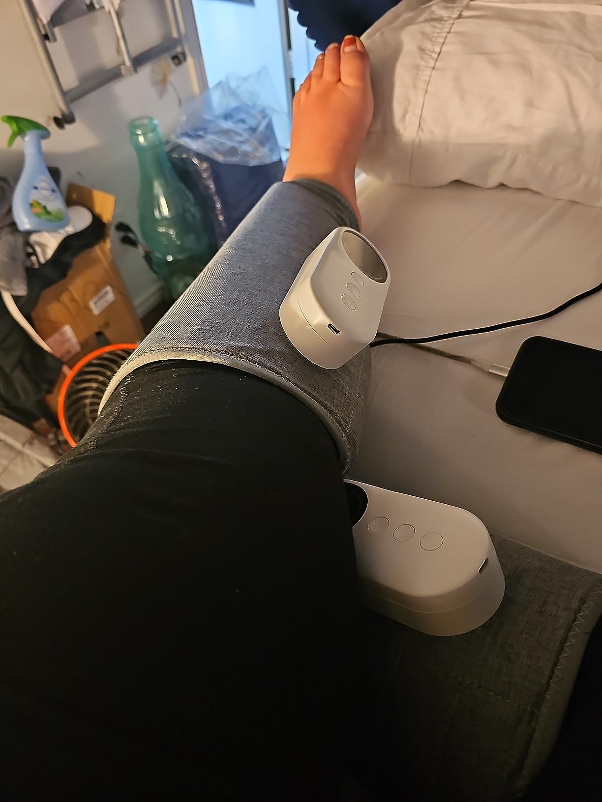 LINGTENG Leg Massager for Circulation and Pain Relief, Calf Air Compression | Leg Massager with Heat, with 3 Intensities, 3 Modes, Easy to use, Muscle Relaxation, Birthday Gifts for Parents (Pair) customer photo 2