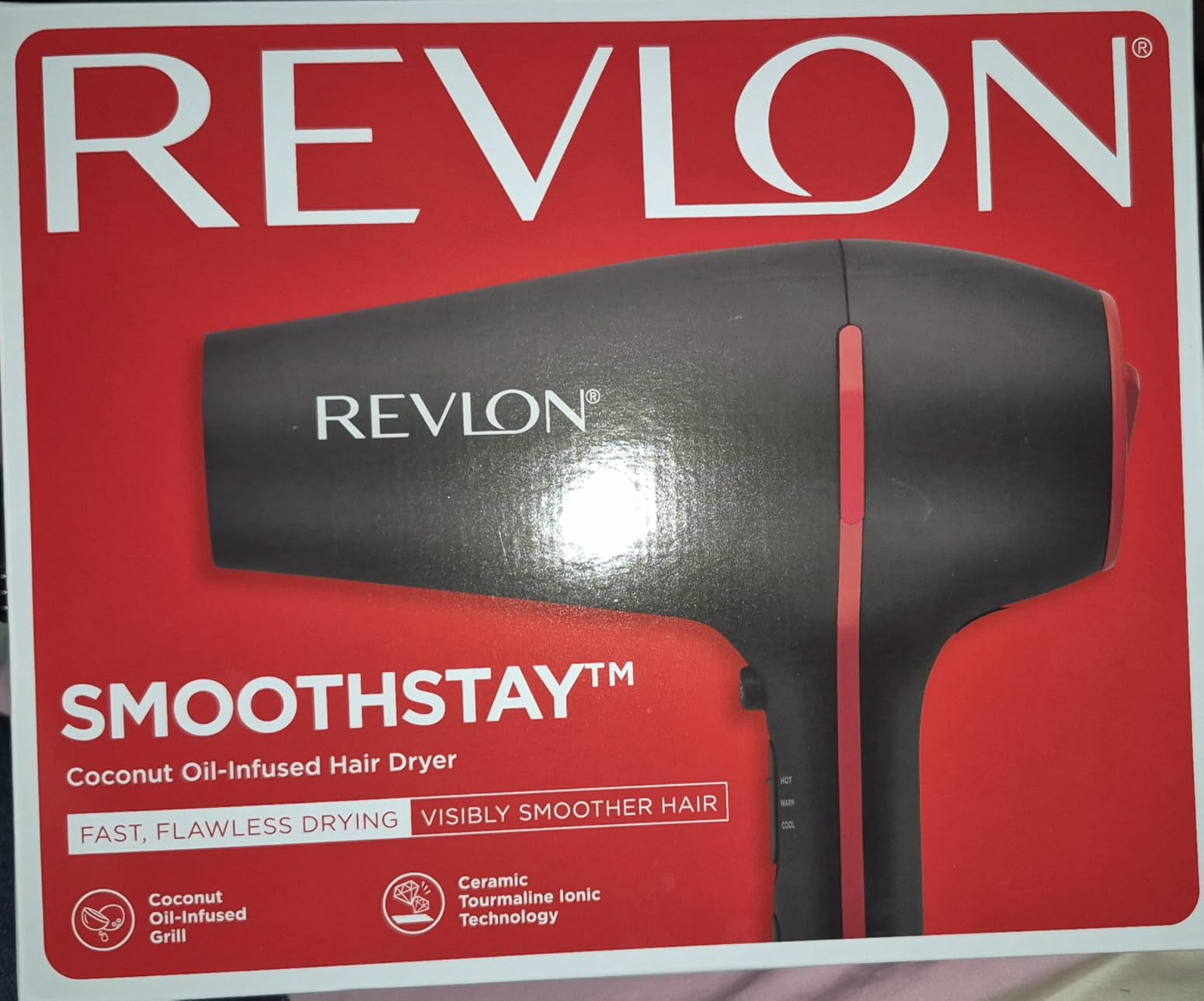 REVLON SmoothStay 1875 Watt Coconut Oil Infused Hair Dryer with Diffuser | Ionic Ceramic Blow Dryer, Frizz Control, Shine and Volume, Lightweight Dryer with Concentrator for Smooth or Curly Styles customer photo 2