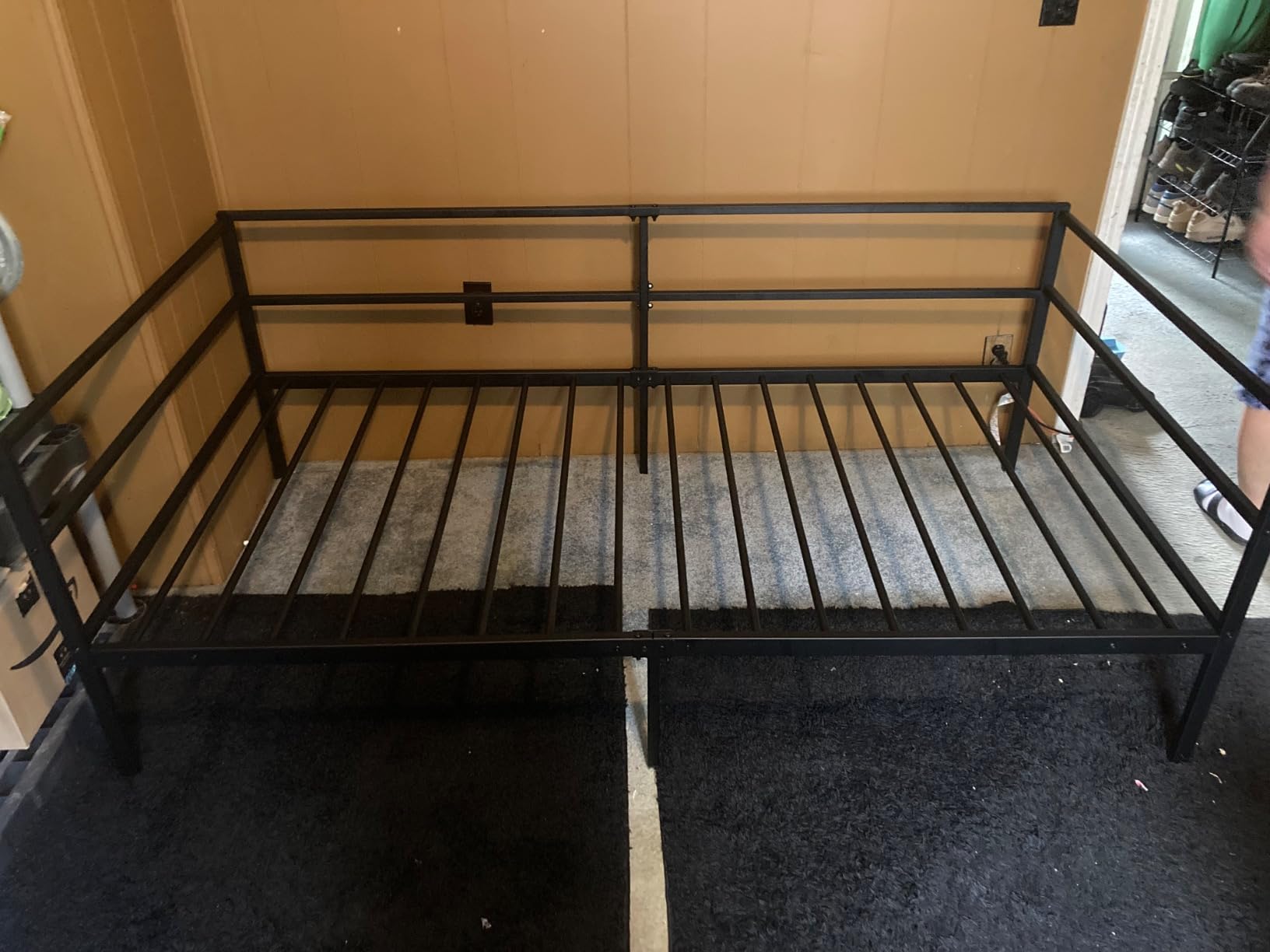 GIANTEX Metal Twin Daybed Frame, Day Bed with Metal Slat Support & 3-Sided Guardrails, 2-in-1 Space-Saving Sofa Bed for Living Room Guest Room, No Box Spring Needed, Black customer photo 2