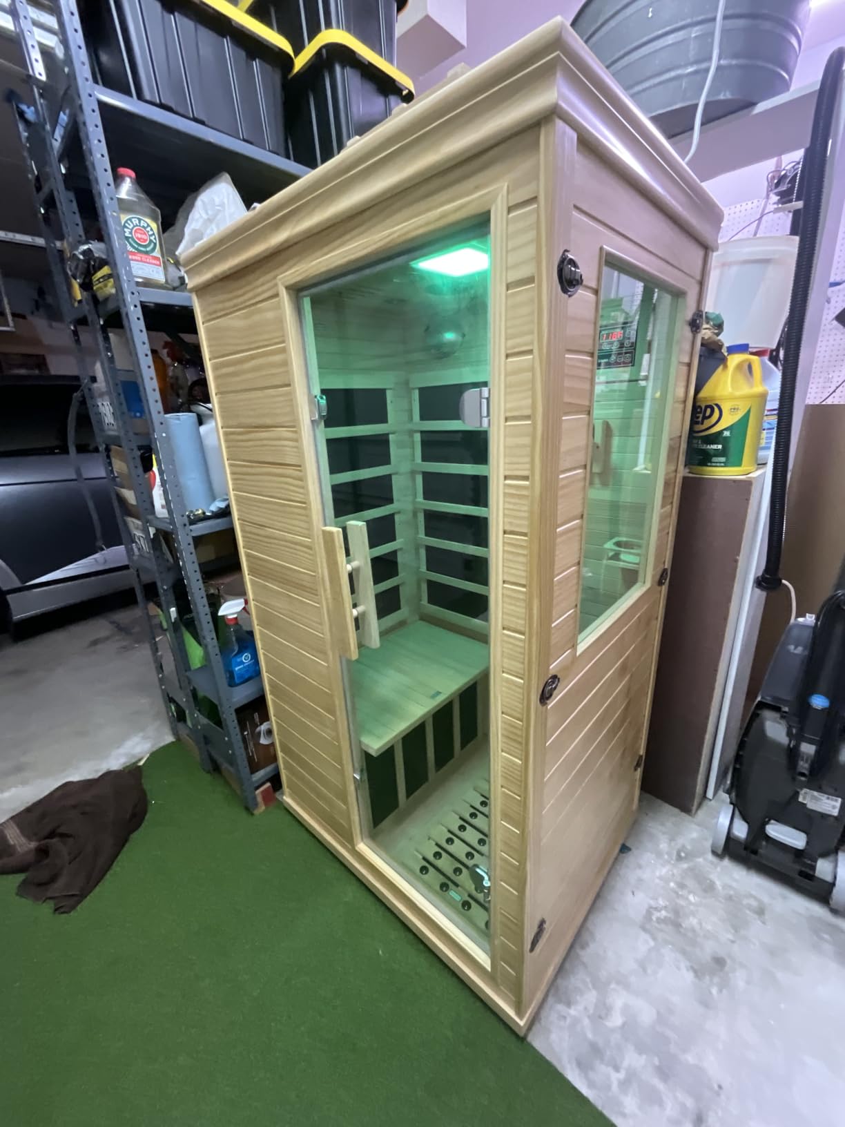 Homsido Infrared Home Sauna Room 1 Person Hemlock Wooden Indoor Dry Sauna, Low EMF 1200W/110V Heaters Panels, LCD Control Panel, 10 Minutes Pre-Warm up customer photo 2