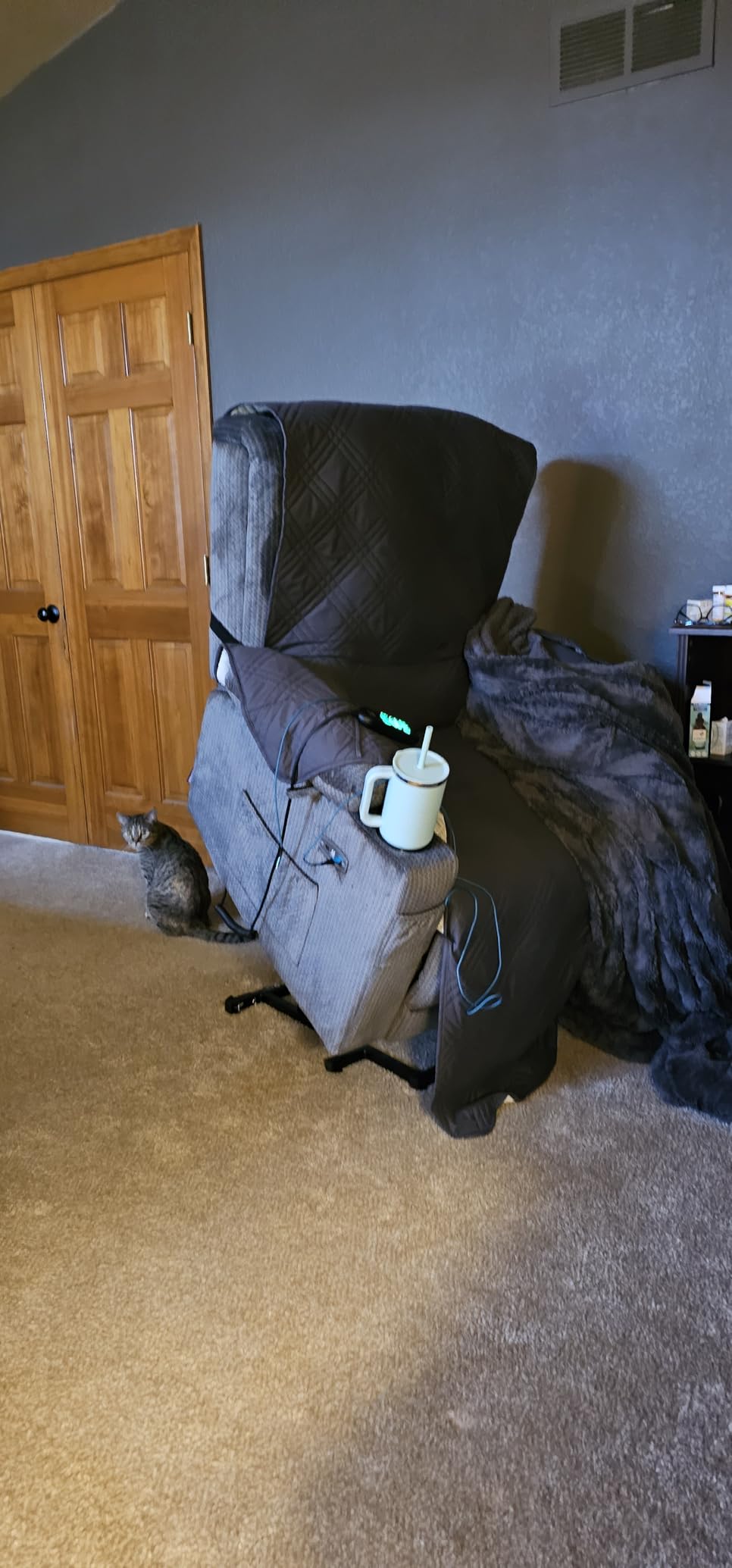 MCombo Triple Motor Power Lift Recliner Chair, Fabric 7664 (Grey, Small) | Massage and Heat, Adjustable Headrest, Lay Flat, Infinite Position, 4.7