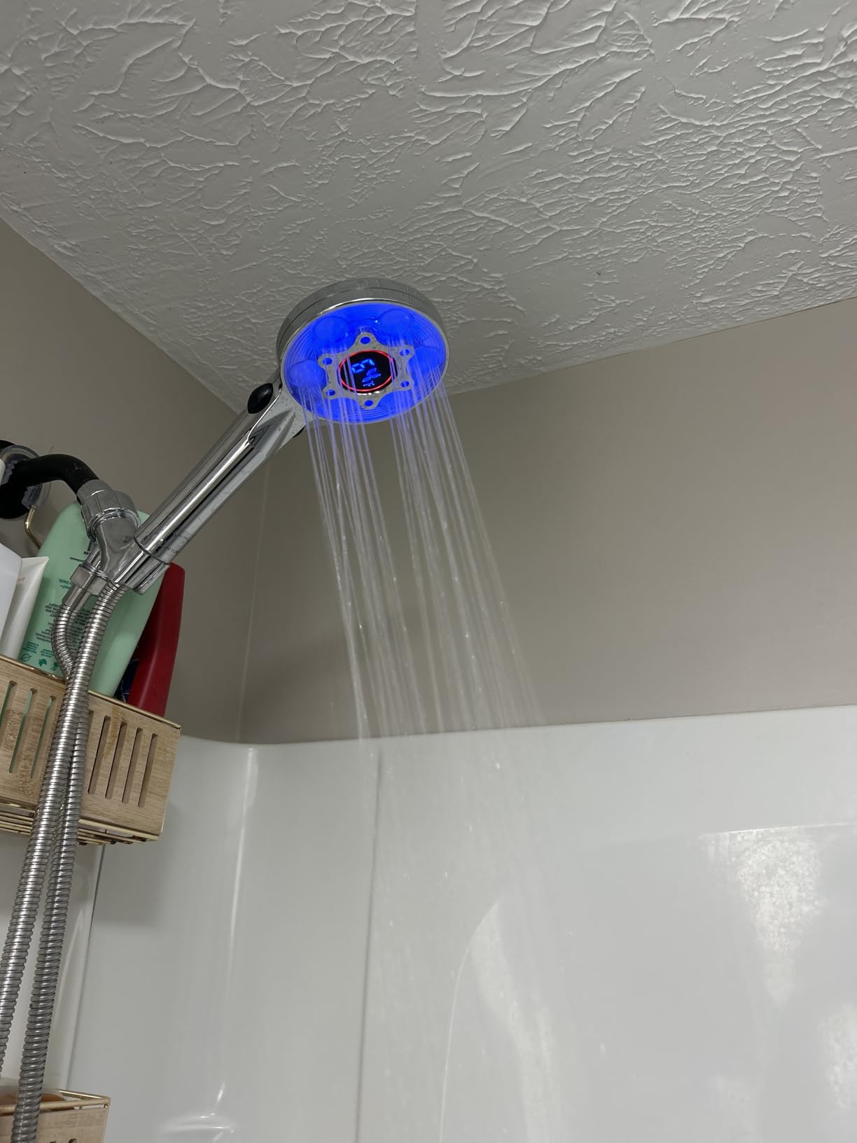 LED Shower Head with Handheld, Color Changing, Water Temperature Display, 59