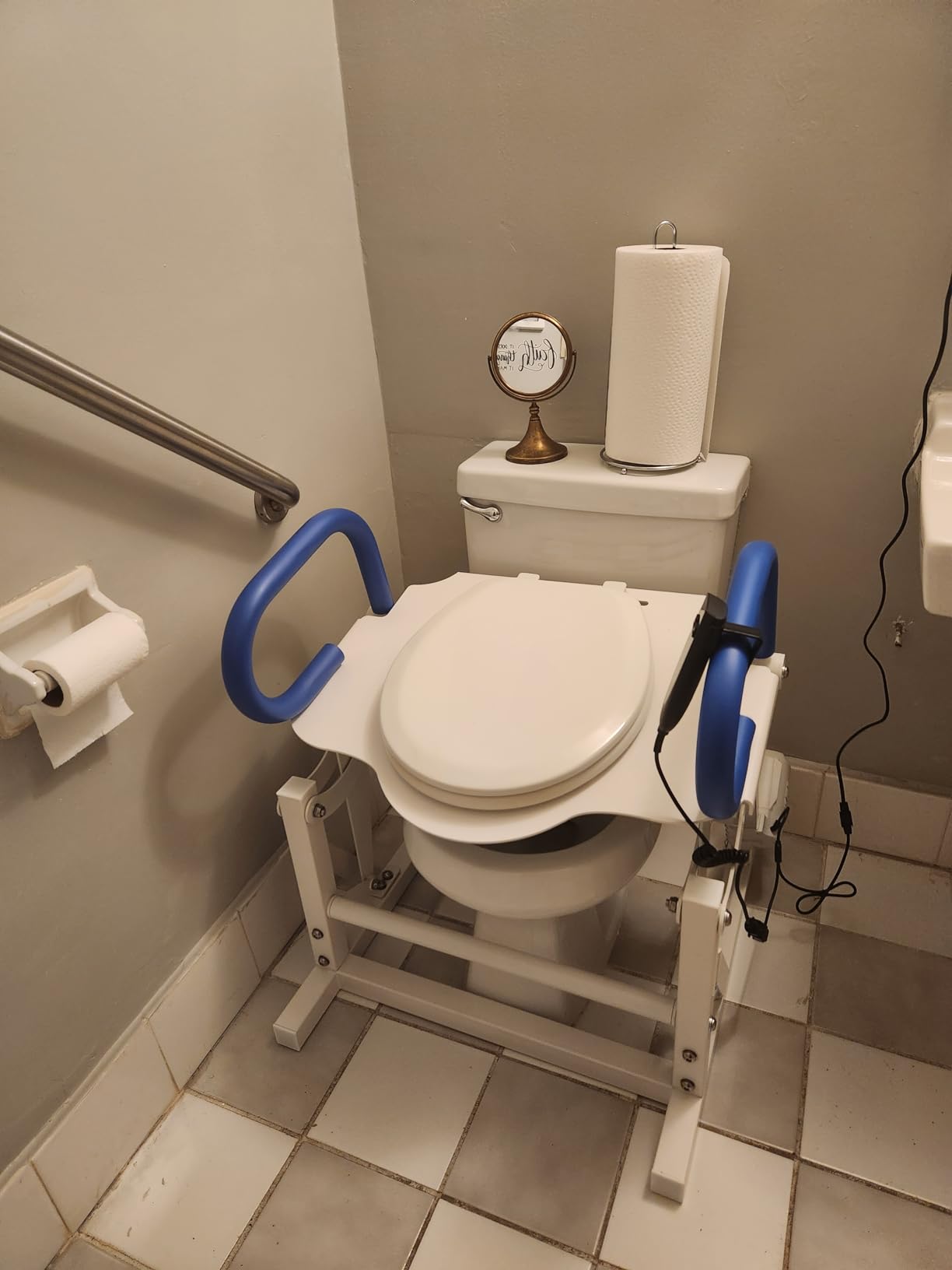 MCombo Electric Toilet Seat Lift for Elderly, Support to 320lbs, SEC212W | Power Lift, 2-Button Remote, Adjustable Height, Splash-proof, Solid Steel Floor Frame, Removable Armrests, Easy to assemble customer photo 1