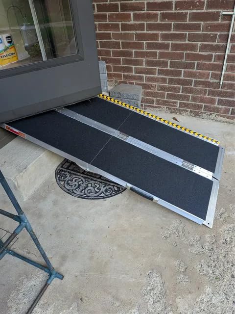 VNN Portable Wheelchair Ramp 4FT, Non-Slip Aluminum Ramps for Wheelchairs for Home, Handicap Wheelchair Ramps for Home Steps, Aluminum Loading Dock Plates, Doorways, Black customer photo 2