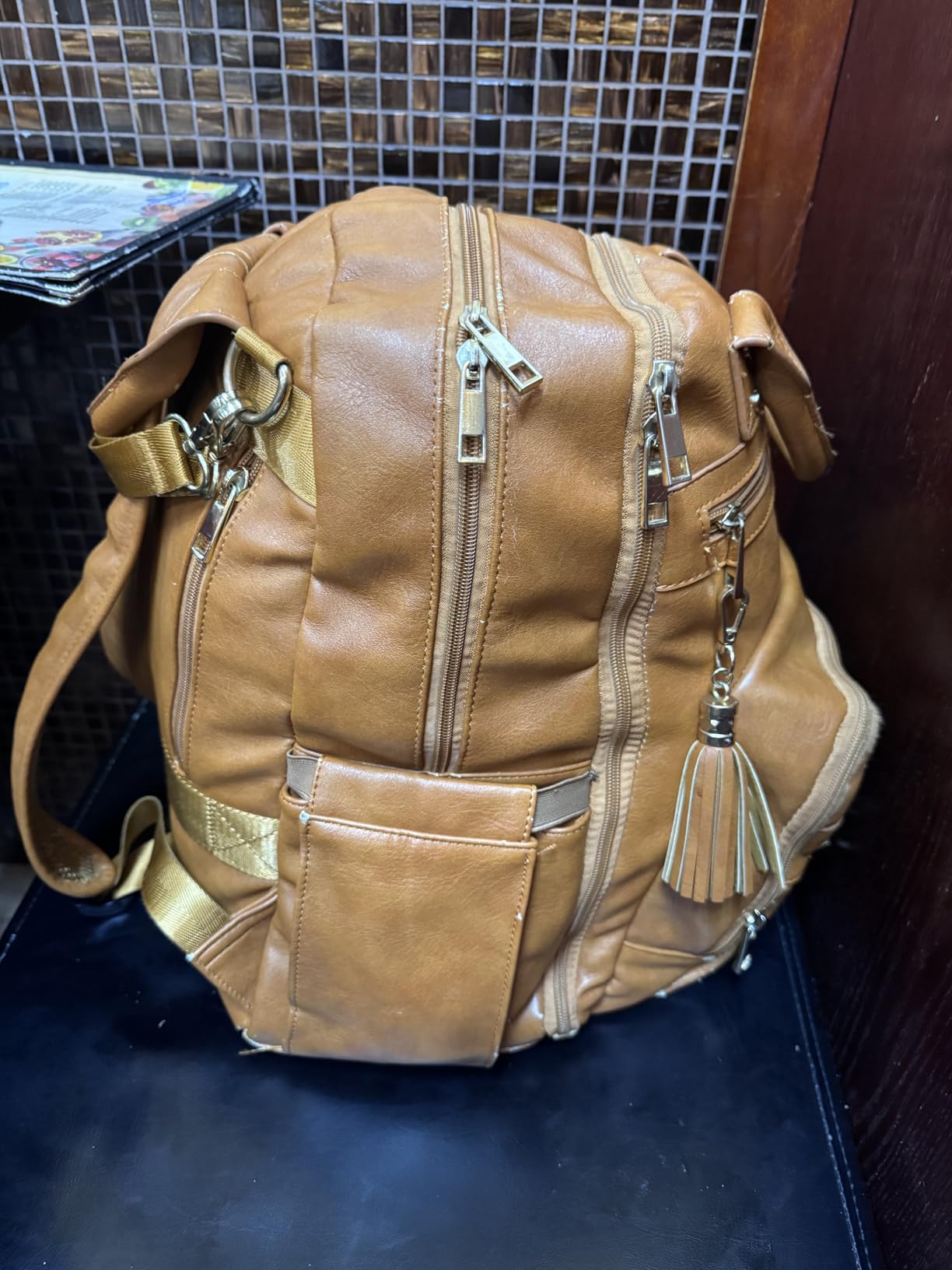 ROSEGIN Premium Vegan Leather Diaper Bag Backpack with Waterproof Changing Pad, Reinforced Zippers & Odor-Free, 20 Pockets Pro Organizer, Fits 15.6
