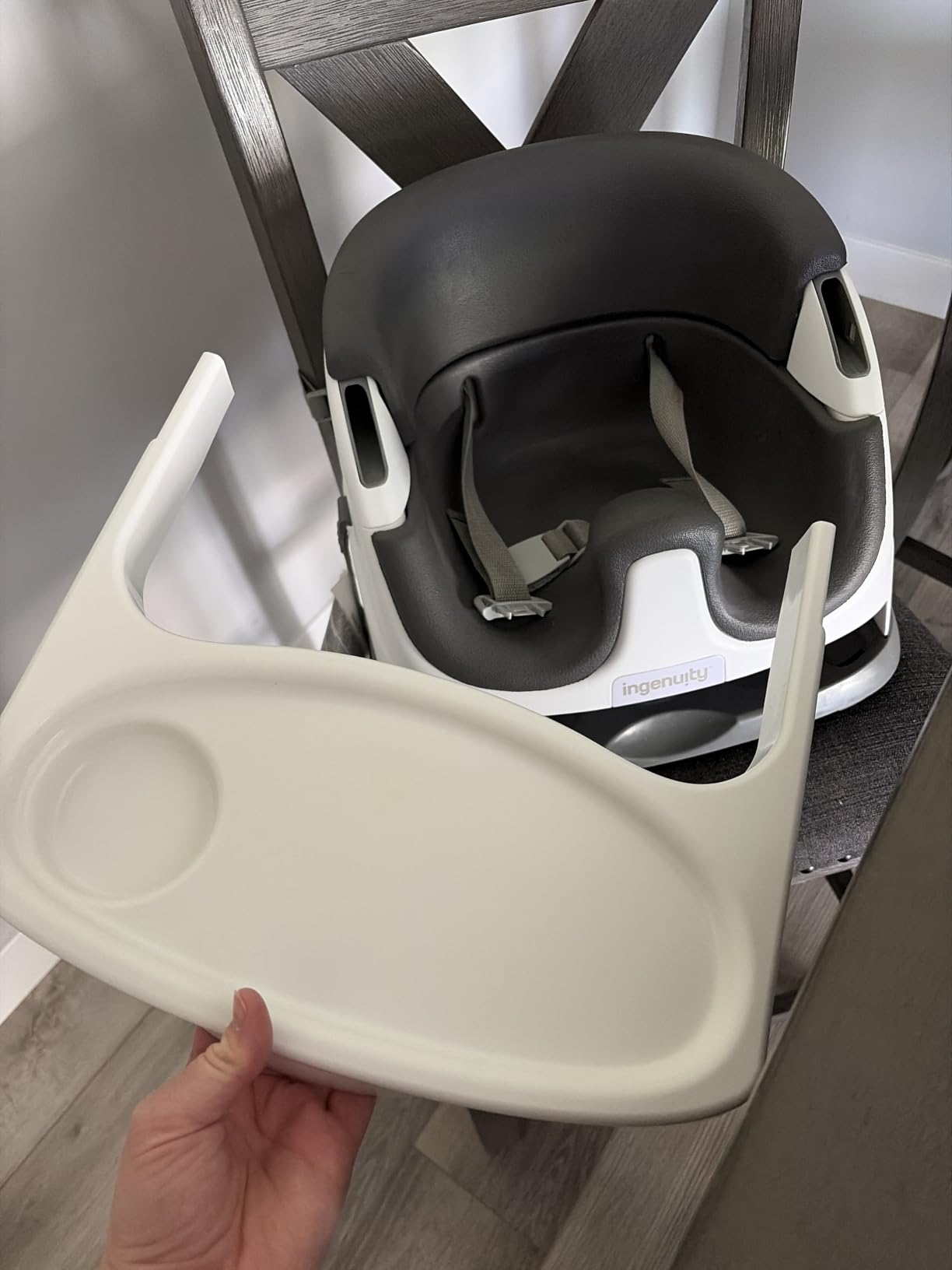 Ingenuity Baby Base 2-in-1 Booster Feeding and Floor Seat with Self-Storing Tray - Mist customer photo 2
