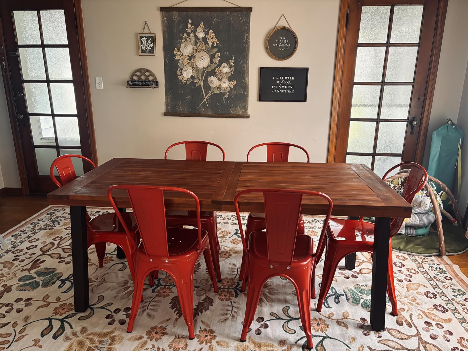 Devoko 6 Person Acacia Wood Dining Table for Kitchen,Natural | Farmhouse Kitchen Table for 6 for Indoor Outdoor Mesa De Comedor customer photo 2