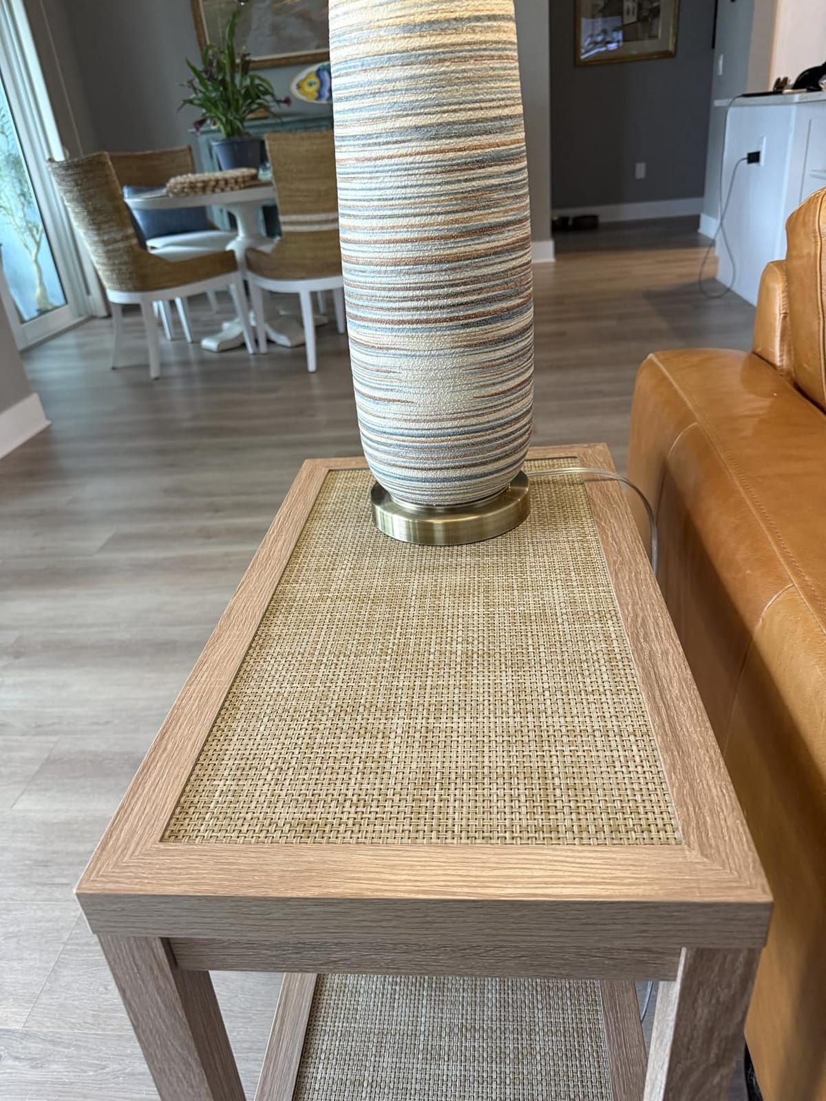 SICOTAS Rattan Living Room Side Table, 2 Pieces End Table with Storage | Farmhouse Boho Night Stand customer photo 2