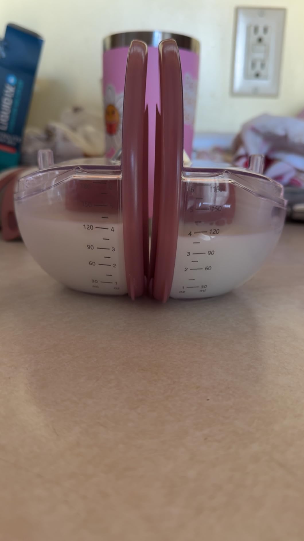 Momcozy Breast Pump Hands-Free Mobile Style Wearable M6 24mm, 2Pcs Cozy Red | Breastfeeding Pump Ideal Rhythm for More Milk, DoubleFit Flange More Fit and Discreet with 3 Modes 9 Levels customer photo 2
