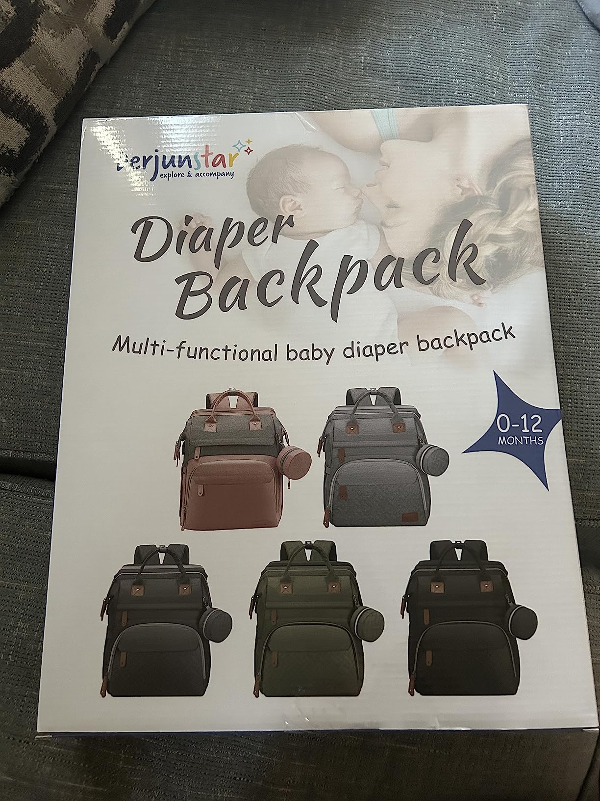 DERJUNSTAR Diaper Bag Backpack, Large Baby Bag with Changing Pad, Thick Padded Back & Straps, Laptop Compartment, Waterproof Travel Backpack with USB Port, Multi-Function for Mom & Dad, Black customer photo 1