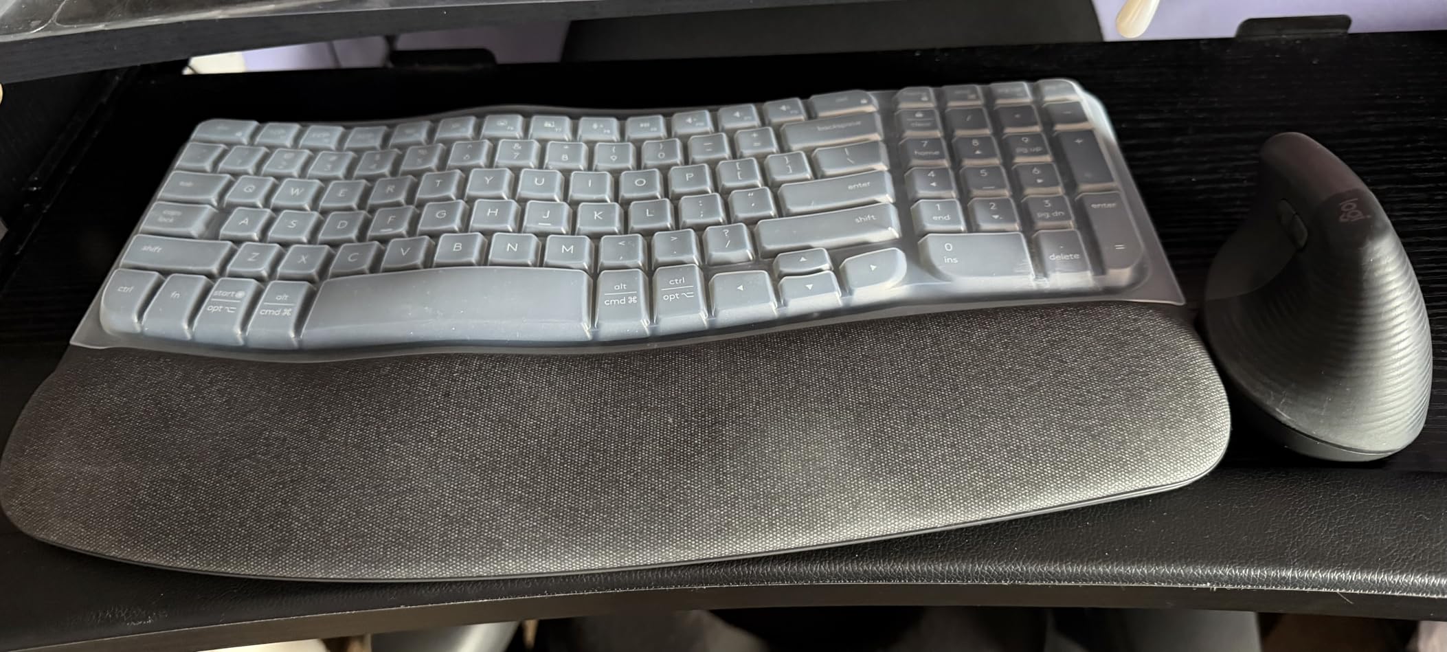 Logitech Wave Keys Ergonomic Wireless Keyboard with Palm Rest - Graphite | For natural typing posture, connects up to 3 devices via Easy-Switch, Bluetooth, Logi Bolt Receiver, Multi-OS, Windows / Mac customer photo 2
