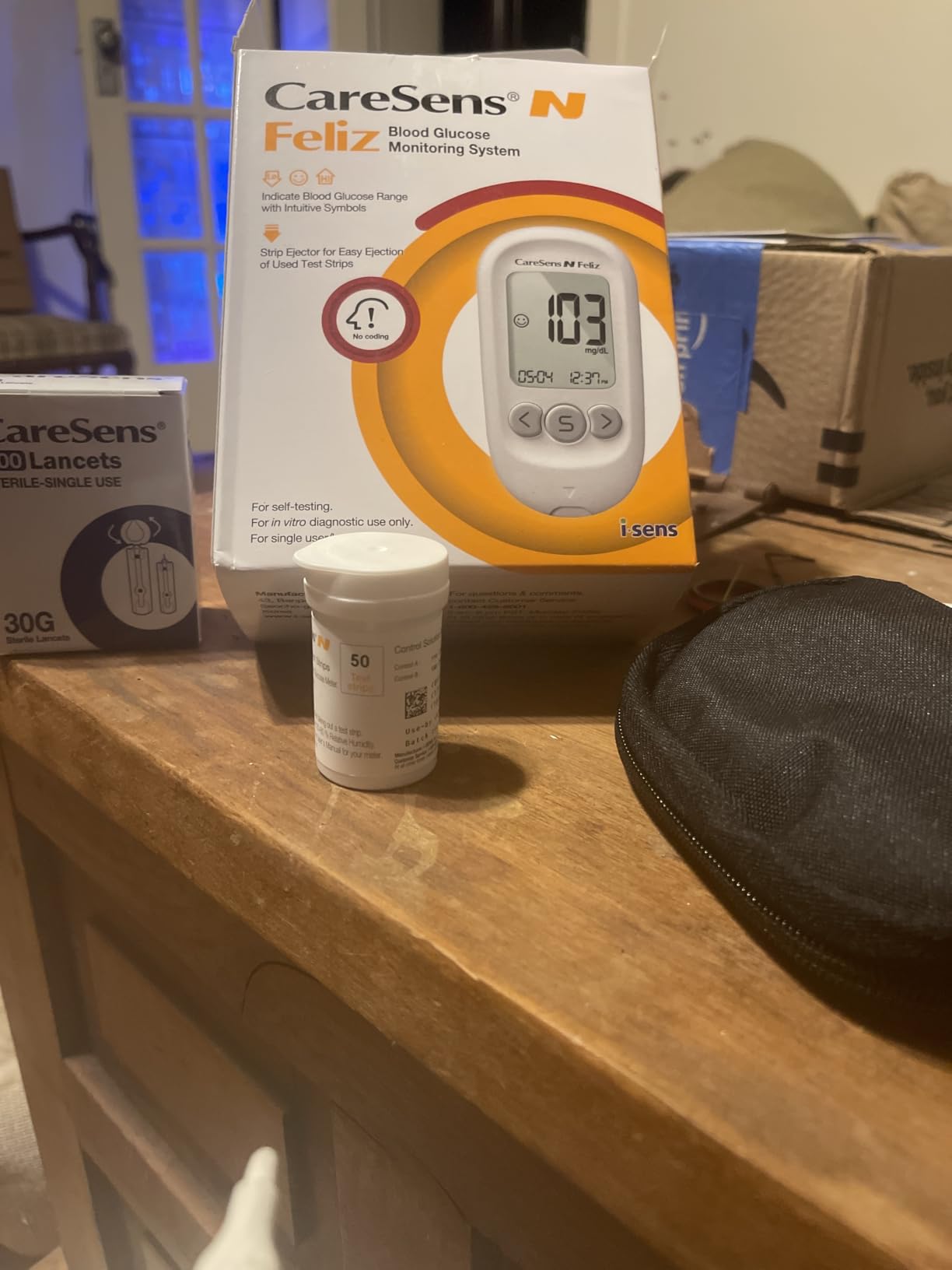CareSens N Feliz Blood Glucose Monitoring Kit with 100 Blood Sugar Test Strips, 100 Lancets, 1 Blood Glucose Meter, 1 Lancing Device, 1 Control Solution, Travel Case for Diabetes Testing Kit for Personal Use customer photo 2
