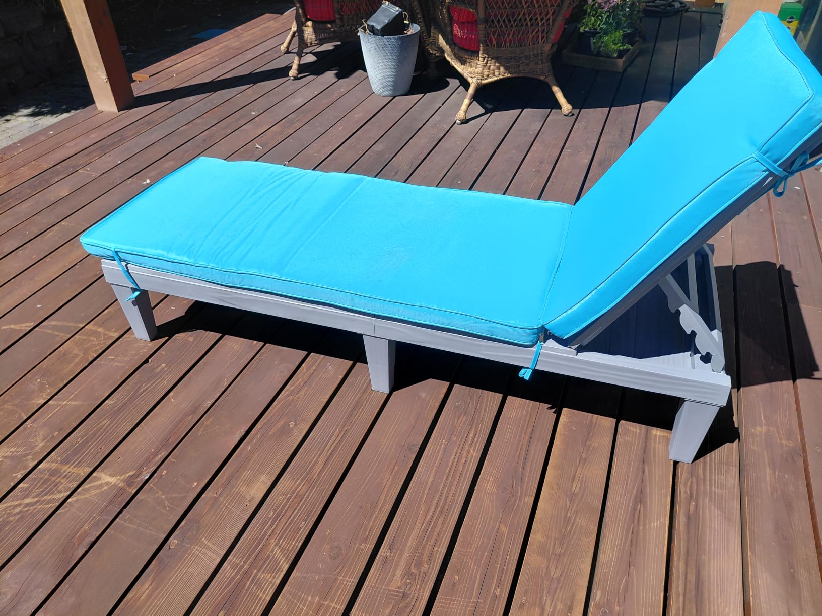 Best Choice Products Outdoor Lounge Chair, Resin Patio Chaise Lounger for Poolside, Backyard, Porch w/Seat Cushion, Adjustable Backrest, 5 Positions, 330lb Capacity - Gray/Navy customer photo 1
