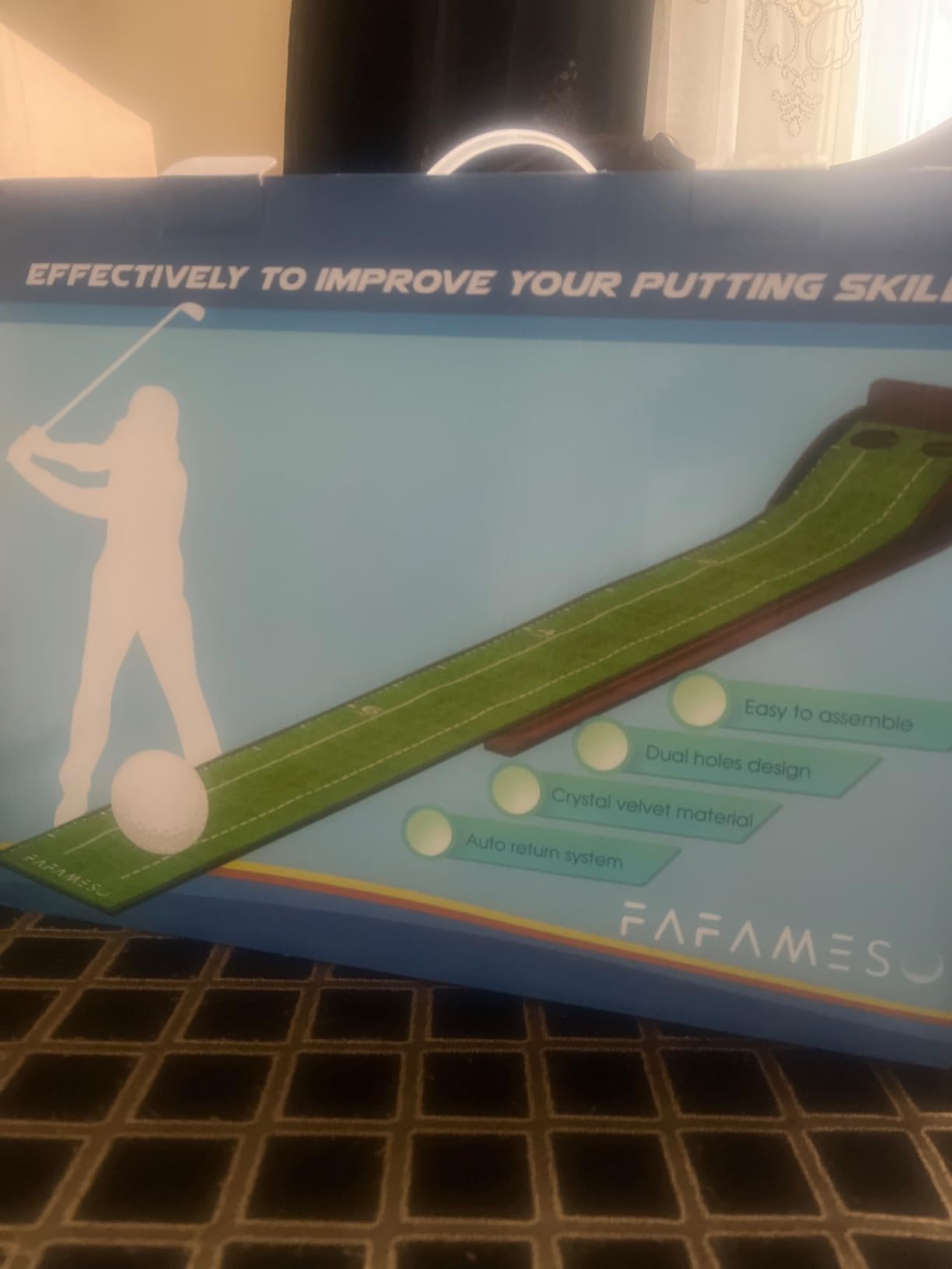 Golf Putting Mat, Putting Green Indoor with Ball Return - Golf Gifts for Men Christmas, Golf Training Aid for Home Office, Portable Putting Training Mat for Men customer photo 1