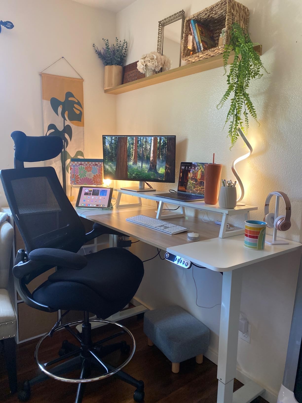 BOLISS Drafting Tall Office Chair 400lbs High Back Standing Desk Chair, Comfortable Wide Chair with Flip up Armrests, Adjustable Headrest, Molded Foam Seat, Lumbar Cushion, Adjustable Big FootRing customer photo 1