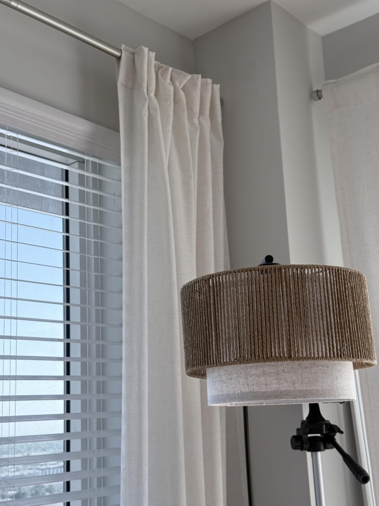 Nanspring White Linen Curtains 84 inches Long for Bedroom Back Tab Light Filtering Privacy Sheer Modern Farmhouse Coastal Decor Off Cotton Textured Gauze Curtain Living Room 2 Panel Set customer photo 2