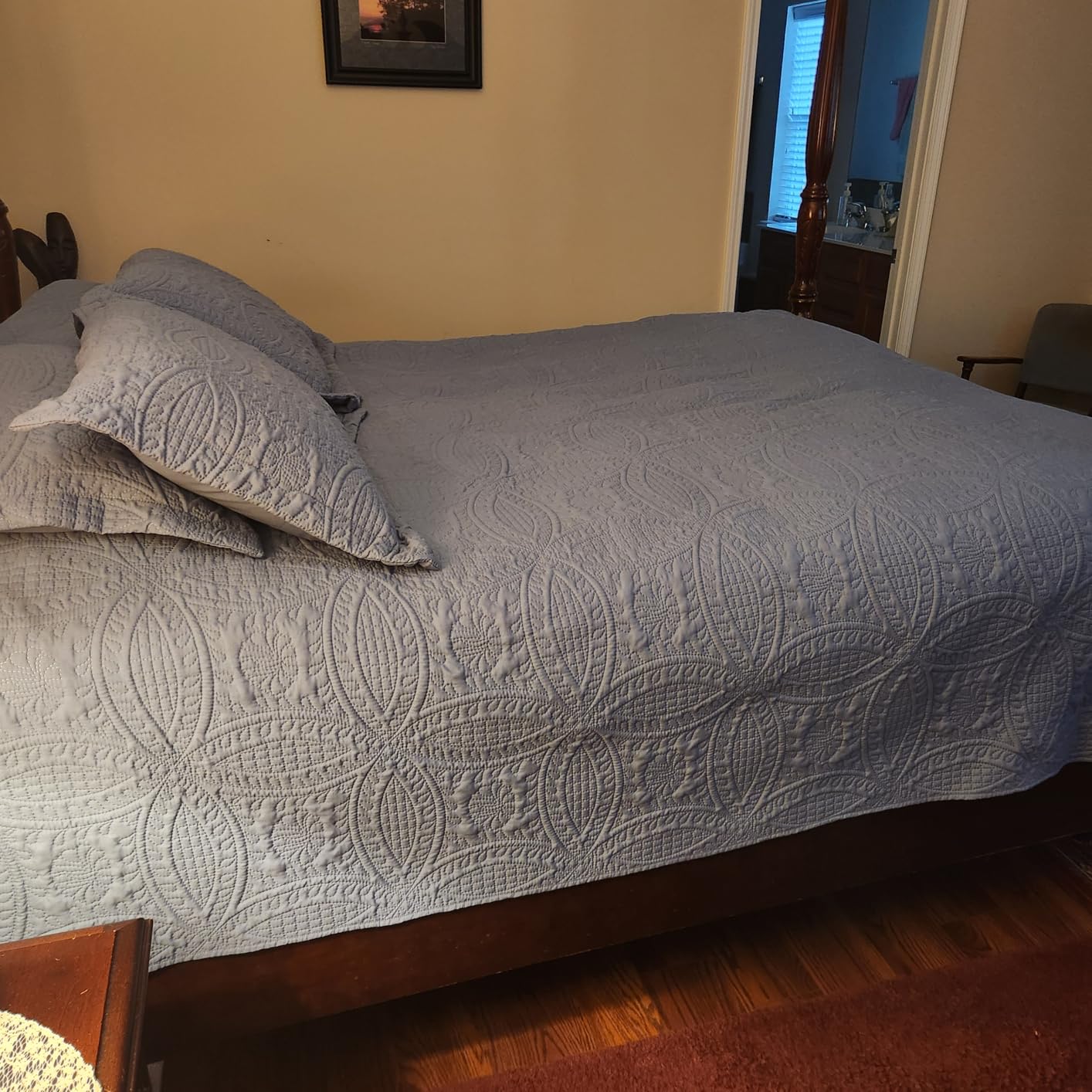 Love's cabin Quilts for Queen Bed Sage Bedspreads - Soft Bed Summer Lightweight Bedspread Comforter - Modern Style Coin Pattern Coverlet for All Season - 3 Pieces (1 Quilt, 2 Pillow Shams) customer photo 2