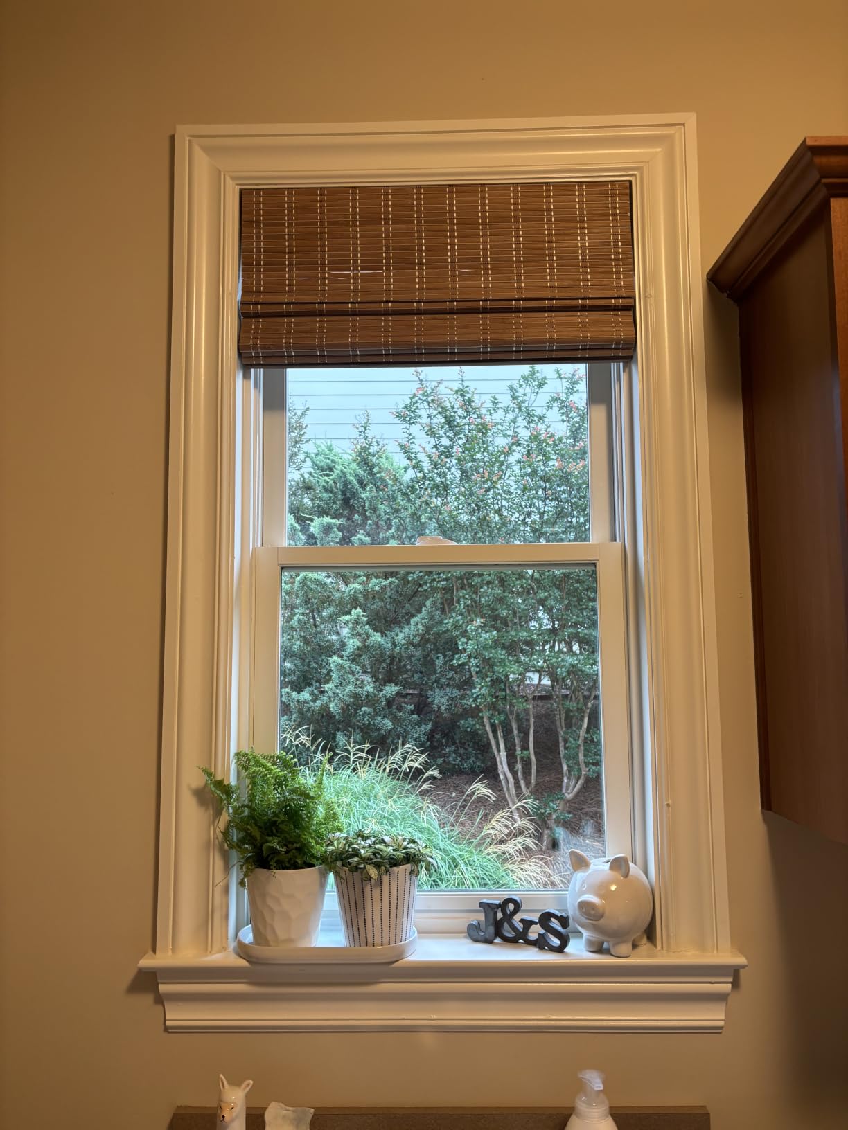 LazBlinds No Drill Cordless Bamboo Roman Shades, Custom Size, Brown | Tool-Free Light Filtering Window Treatment, Roll Up Bamboo Blinds for Windows customer photo 2