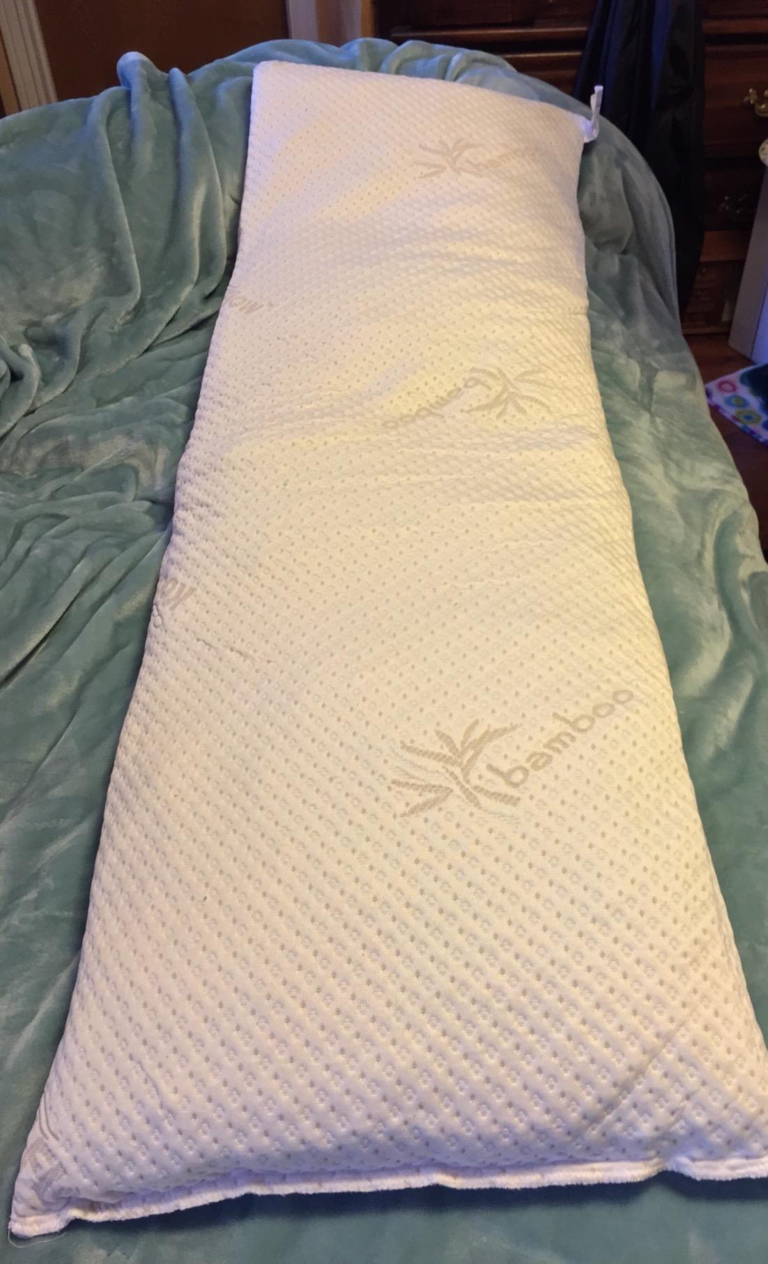 Snuggle-Pedic Body Pillow for Side Sleepers for Adults - Full Body Maternity Pillow Support Legs, Belly & HIPS - Shredded Memory Foam & Cooling Pregnancy Pillow Cover - 20x54 White customer photo 1